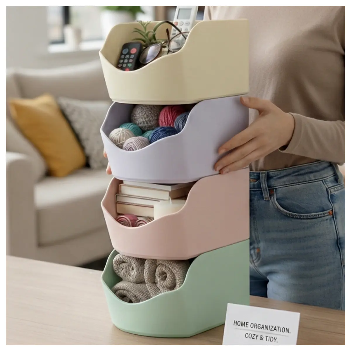 Stackable Organizers Office Home Workspace Storage Solutions Shelving Units Desk Storage Space Maximizer