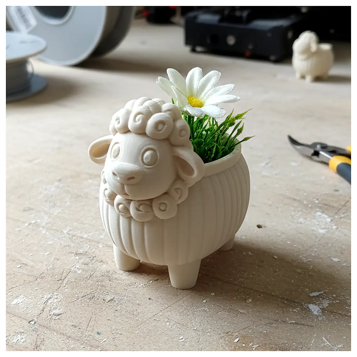 Wooly Bloom Sheep Planter Cute Sheep Decorative Pot Indoor Garden Pet Ornament Creative Gift Wool Fiber Planter