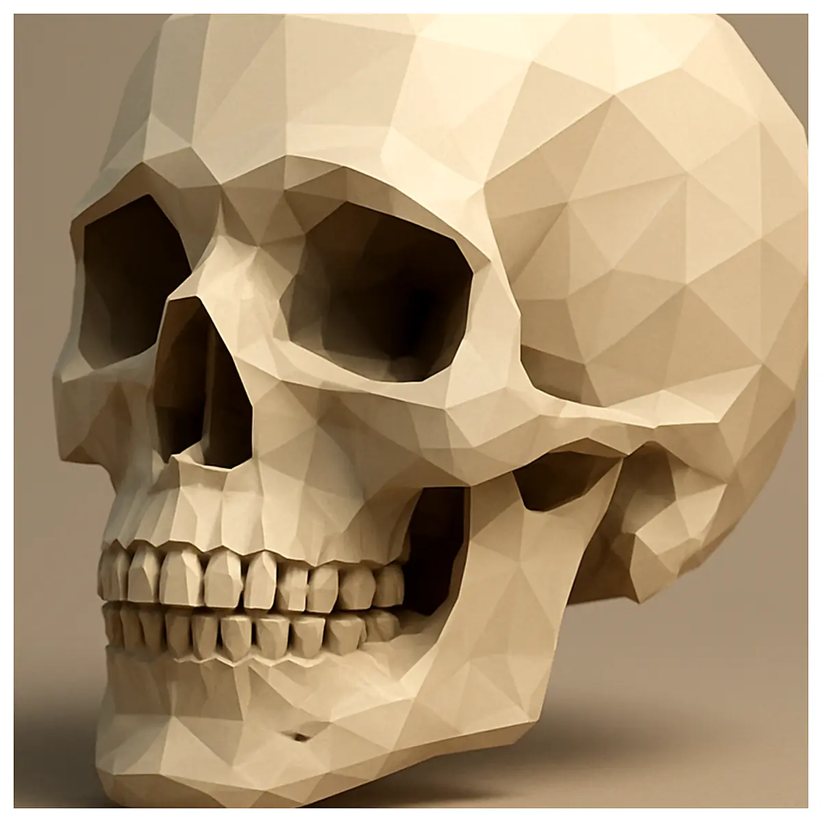 Low Poly Skull Model 3D Printing Parts Bone Accessories Art Sculpture Decoration Toy Collectible Skull Head Skeleton Components Gothic Decor