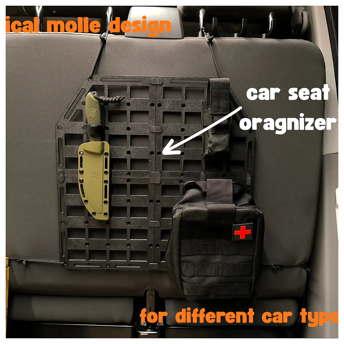 Tactical MOLLE Car Seat Organizer Plate Vehicle Storage Modular Accessories Car Parts Universal Fit