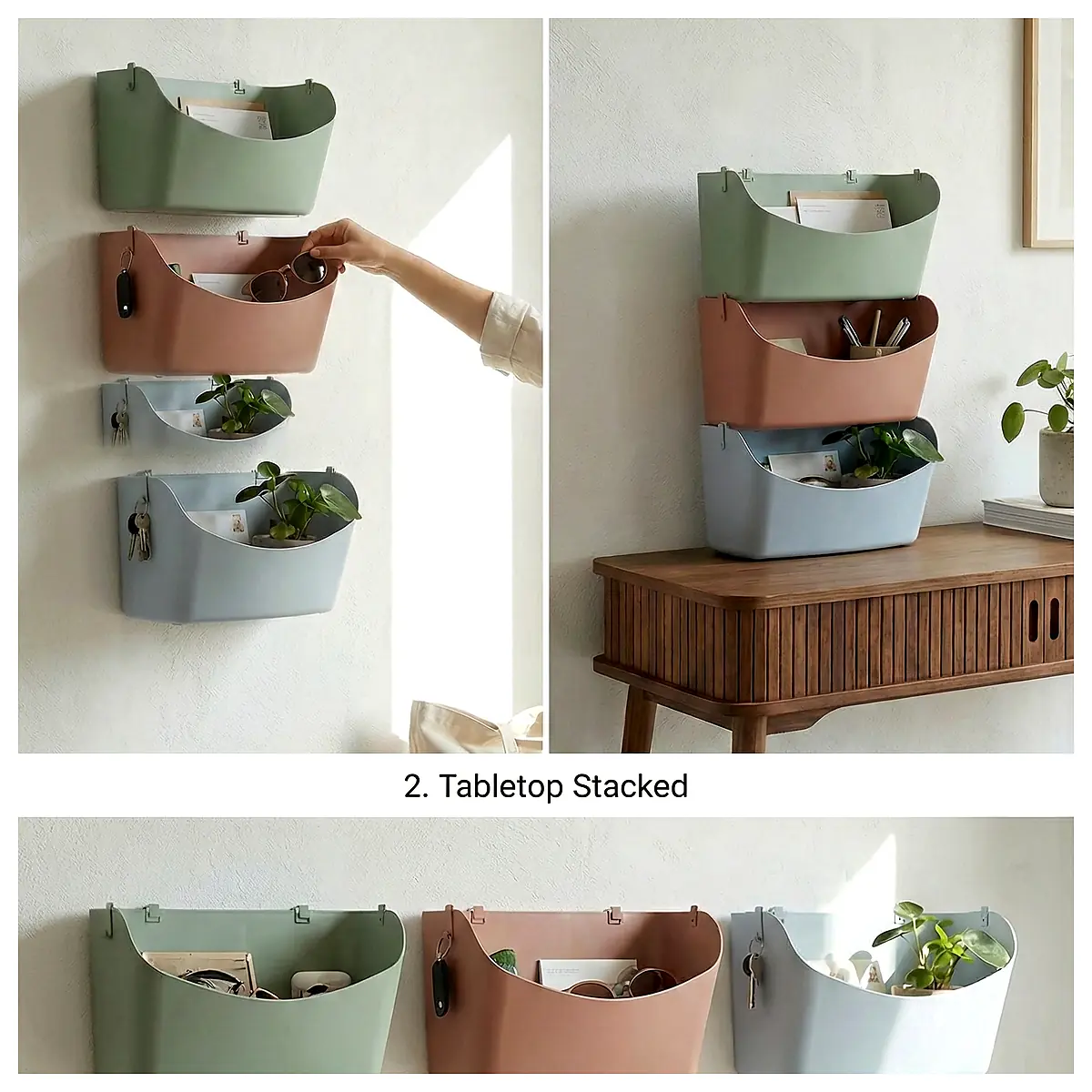 Modular Curve Bins Stackable Desk System Wall Storage Organizer Office Furniture Desk Solutions