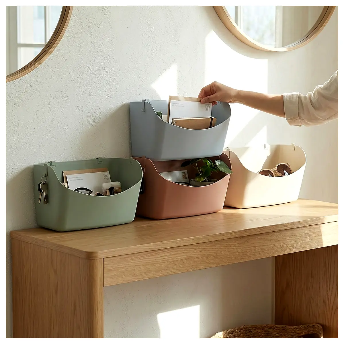 Modular Curve Bins Stackable Desk System Wall Storage Organizer Office Furniture Desk Solutions