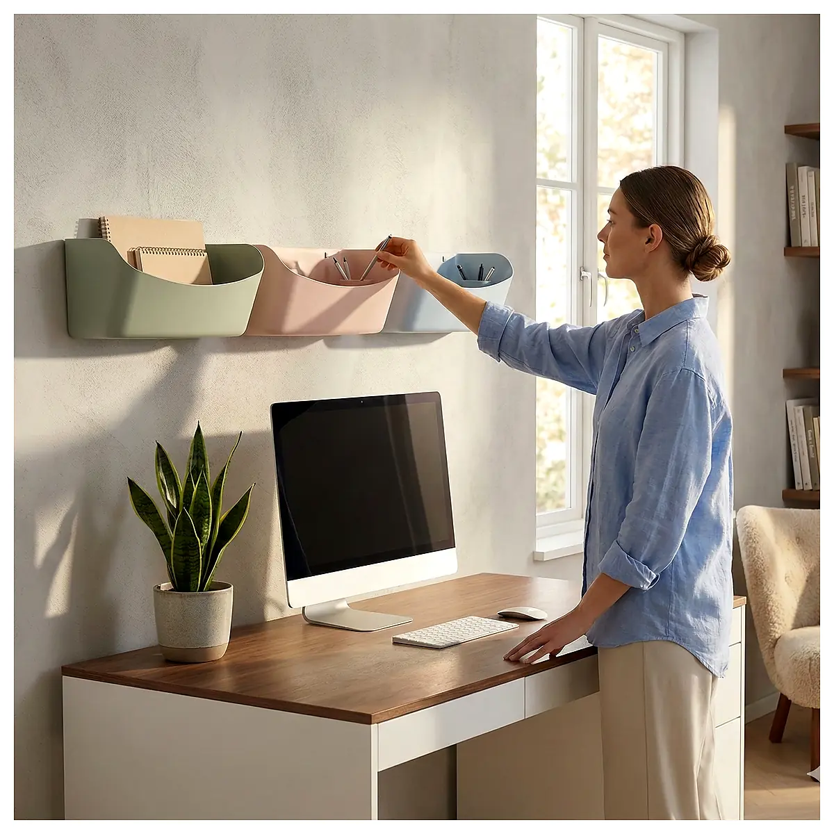 Modular Curve Bins Stackable Desk System Wall Storage Organizer Office Furniture Desk Solutions