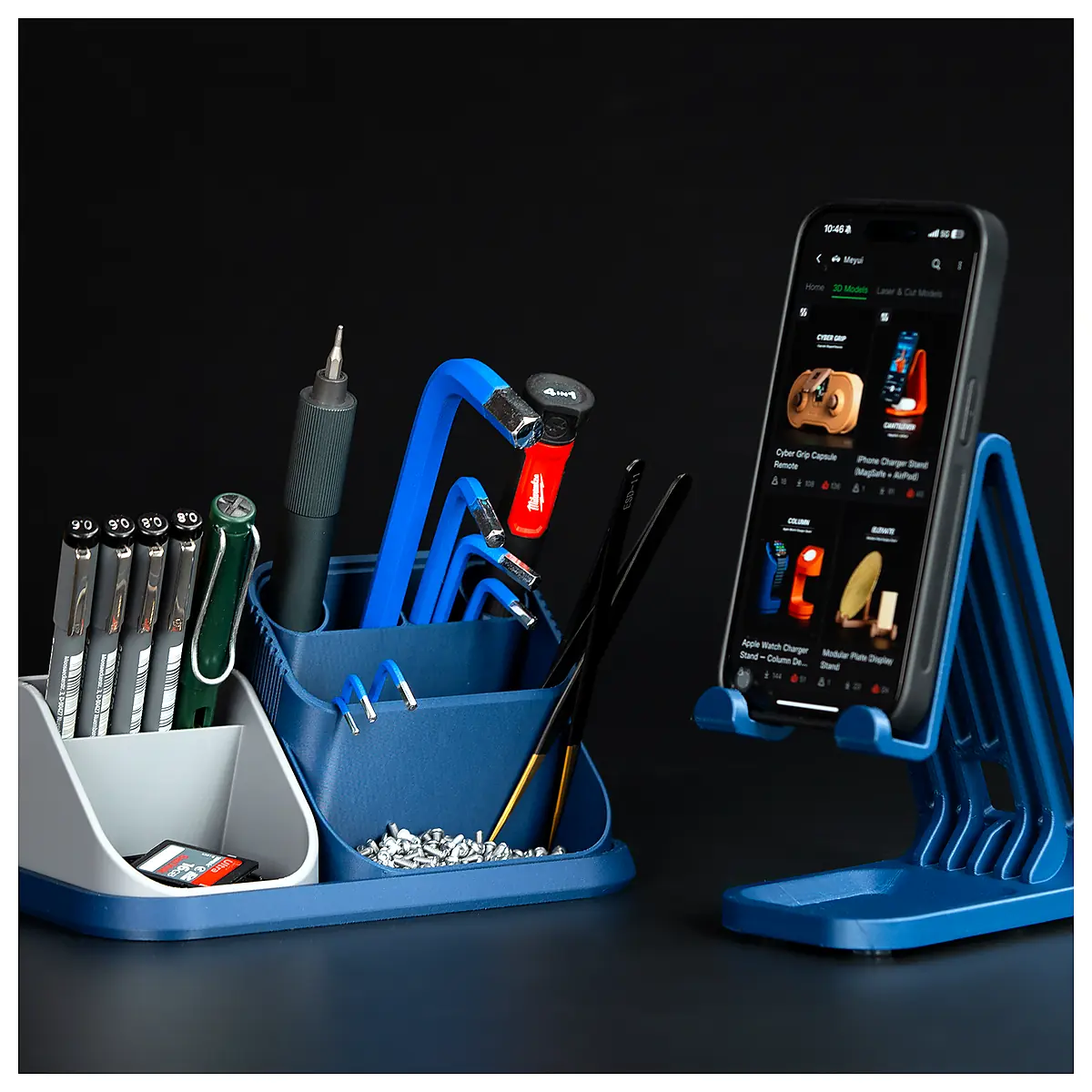 Modular Desk Organizer System iPhone Stand Module Adjustable Storage Accessory Office Desk Organizer