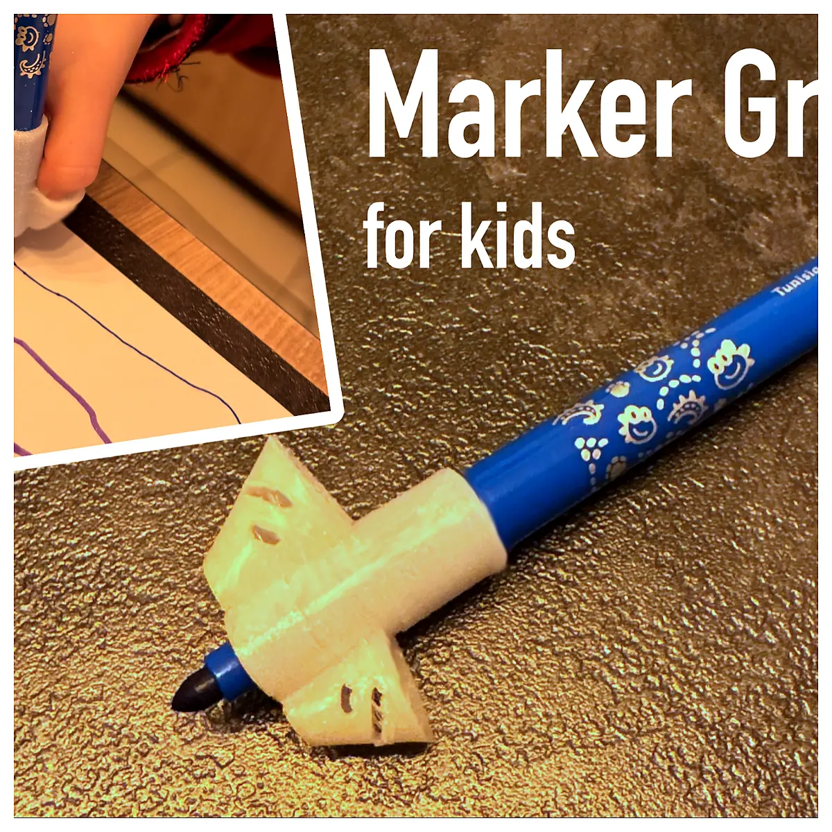 Kids Marker Grip XL Writing Aid Pen Holder Grip Line Support Marker Protection BIC Accessory for Children