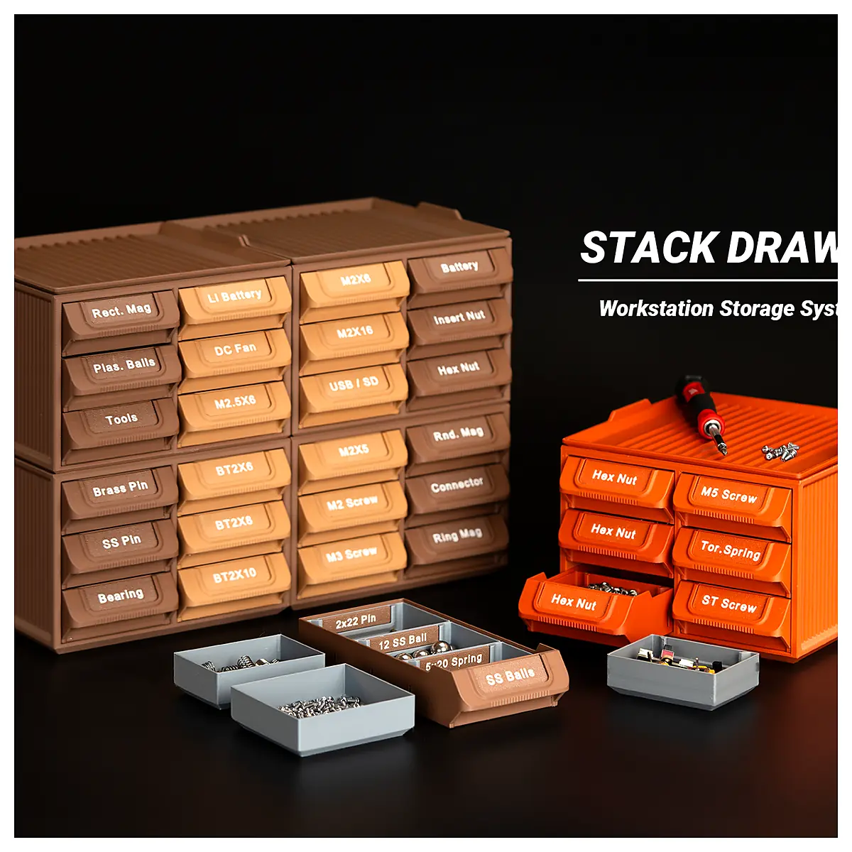 Stackable Workstation Drawer Organizer Parts Storage Solutions Desktop Storage Tooling