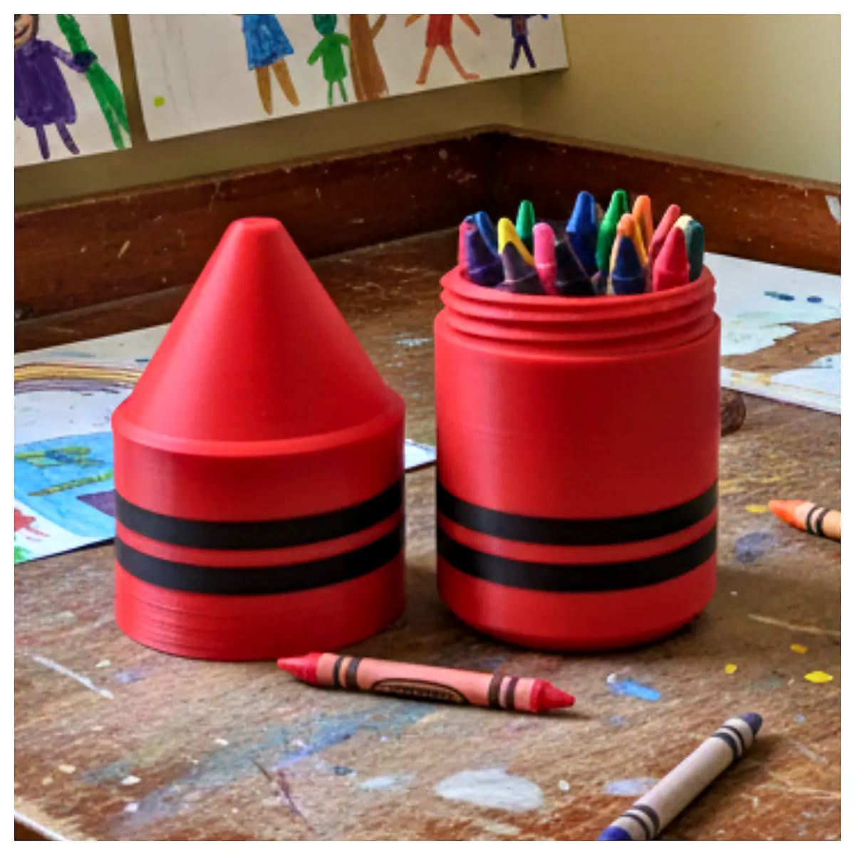 Crayon Container Case Organizer Storage Box Kids Art Supplies Holder Protect Crayons Storage Case