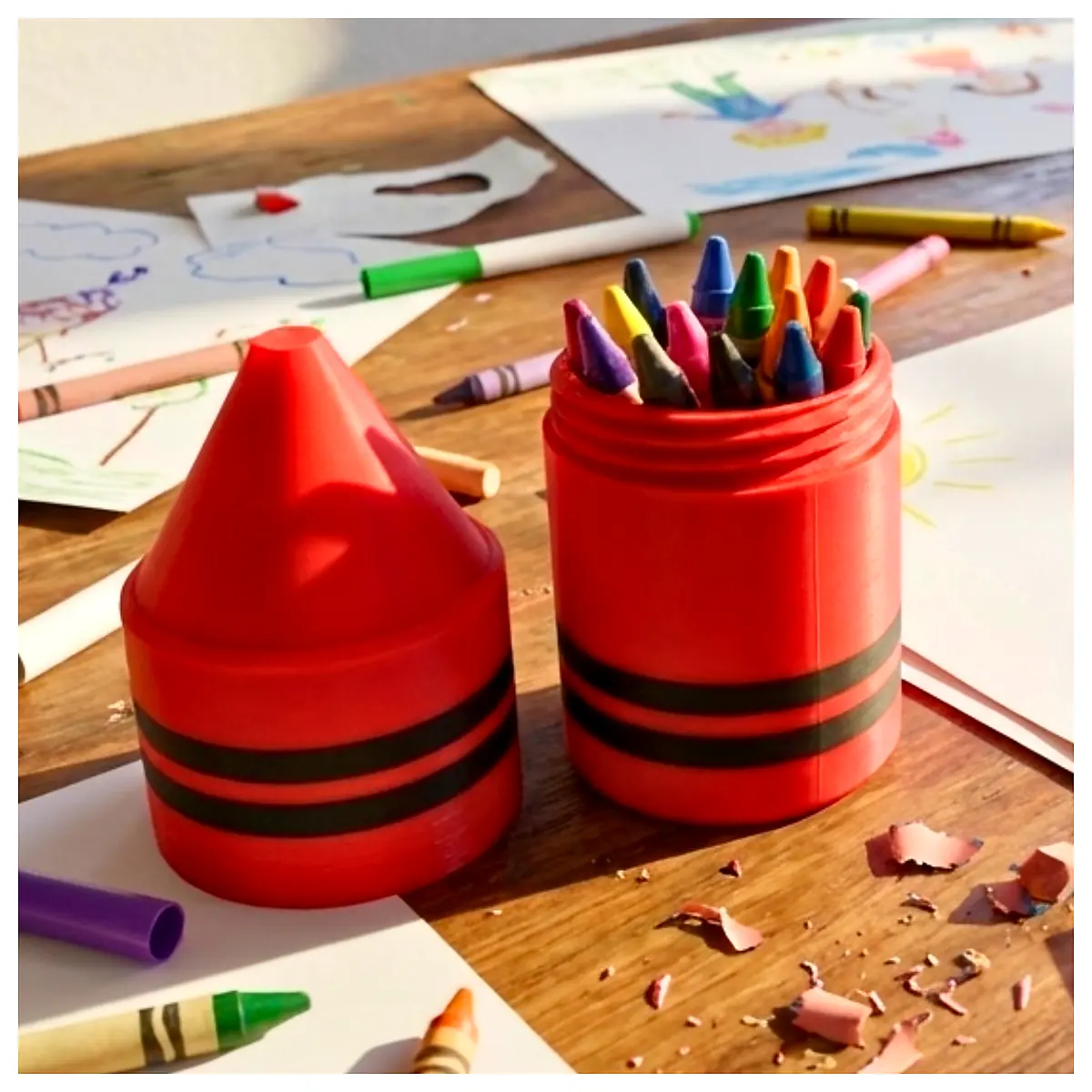 Crayon Container Case Organizer Storage Box Kids Art Supplies Holder Protect Crayons Storage Case