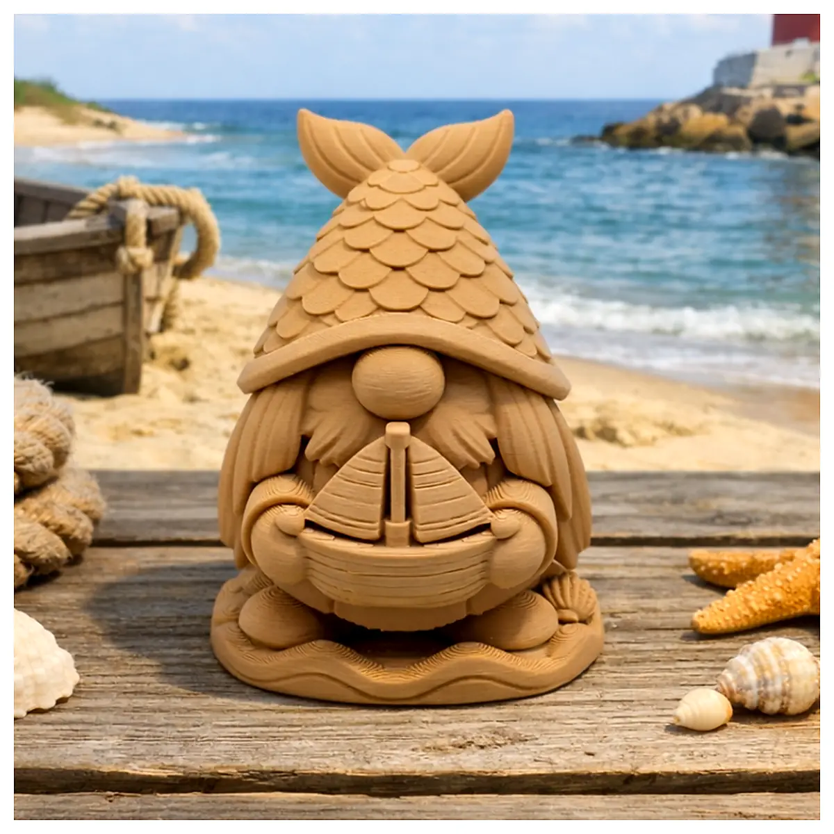 Mermaid Gnome Seashell Hat Figurine Toy Decoration Collectible Miniature Gift