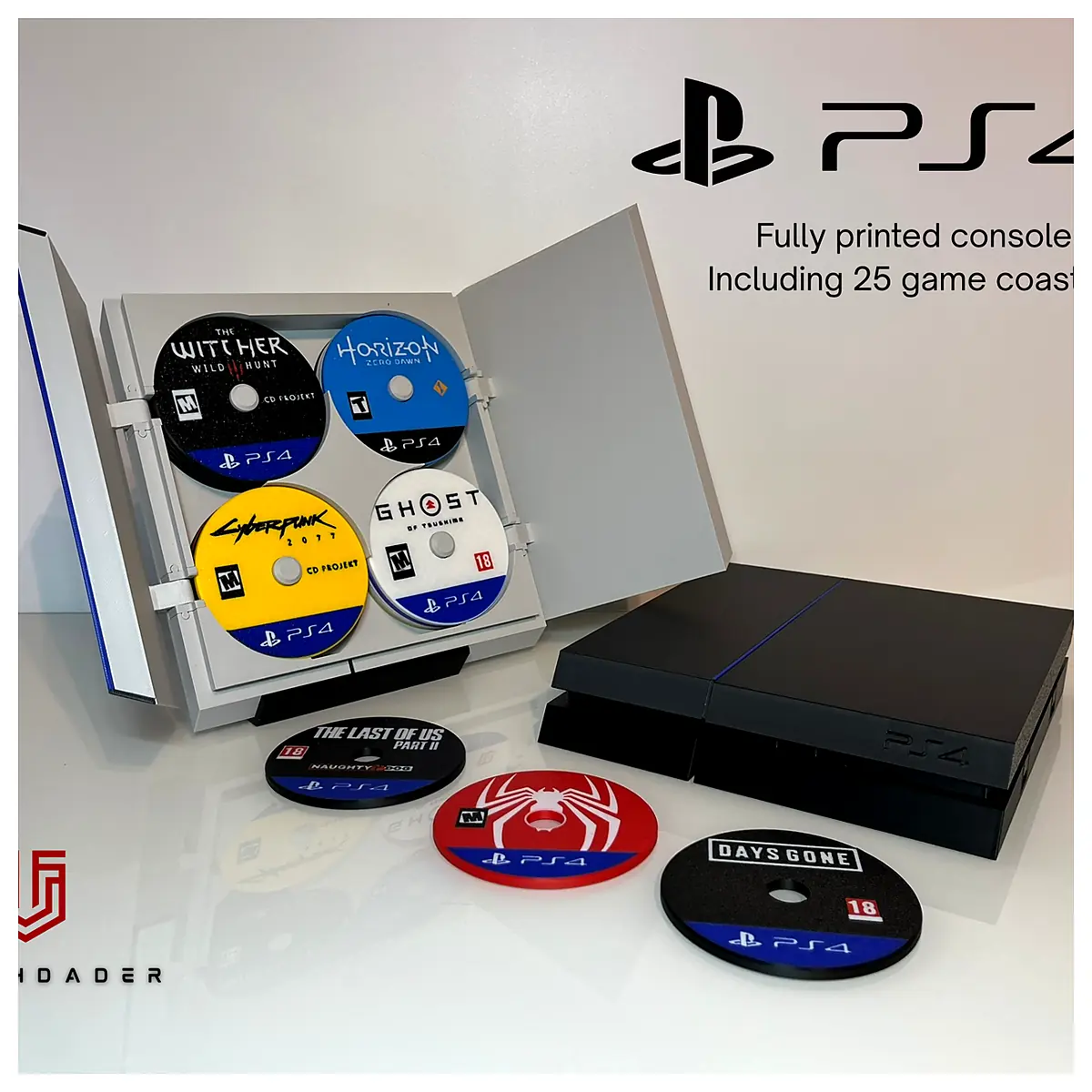 PS4 Console 25 Game Coasters Set Gaming Accessories Console Decor Gift Idea