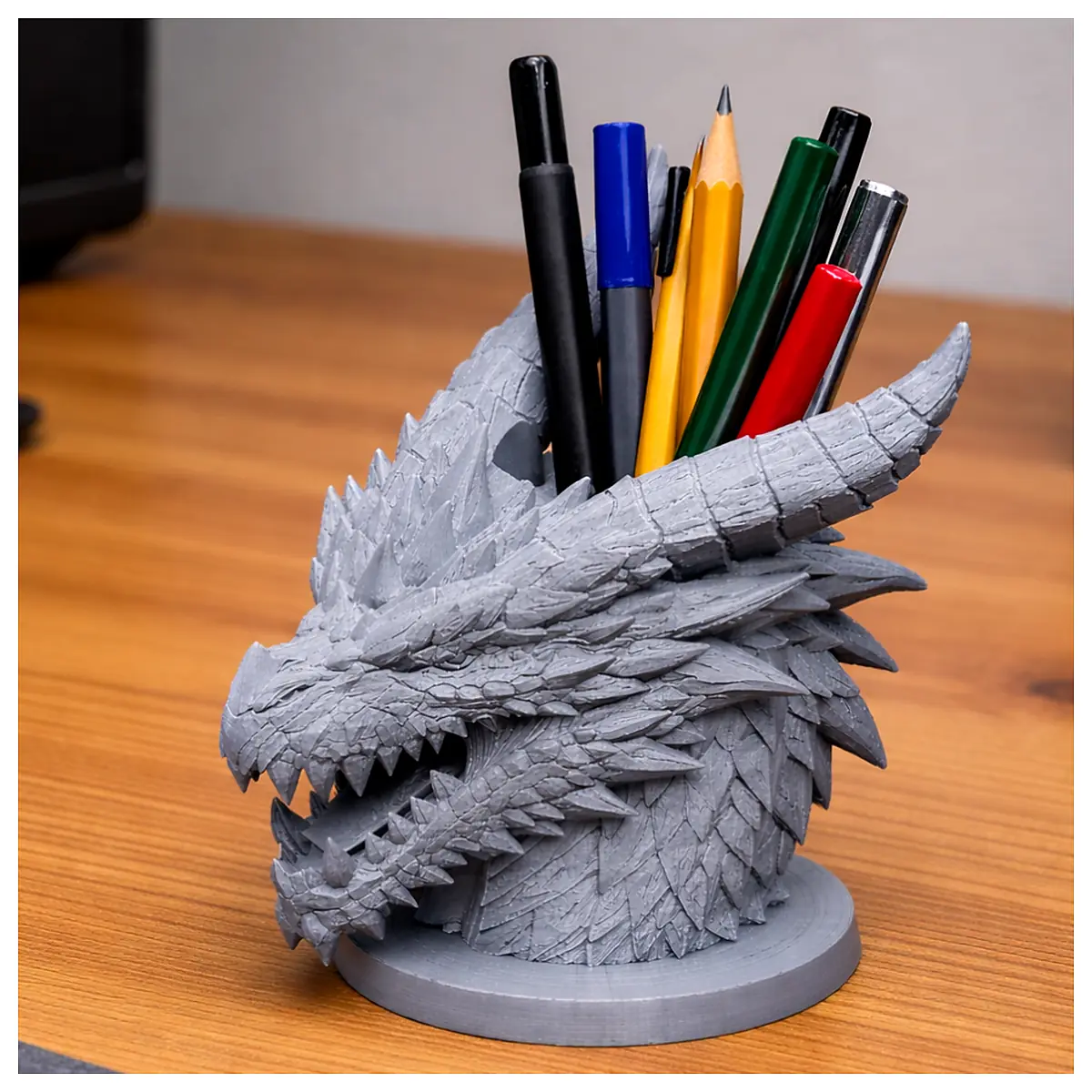 Dragon Head Pen Holder Creative Decor Art Piece Pen Case Office Supplies Dragon Decoration Universal Pen Stand