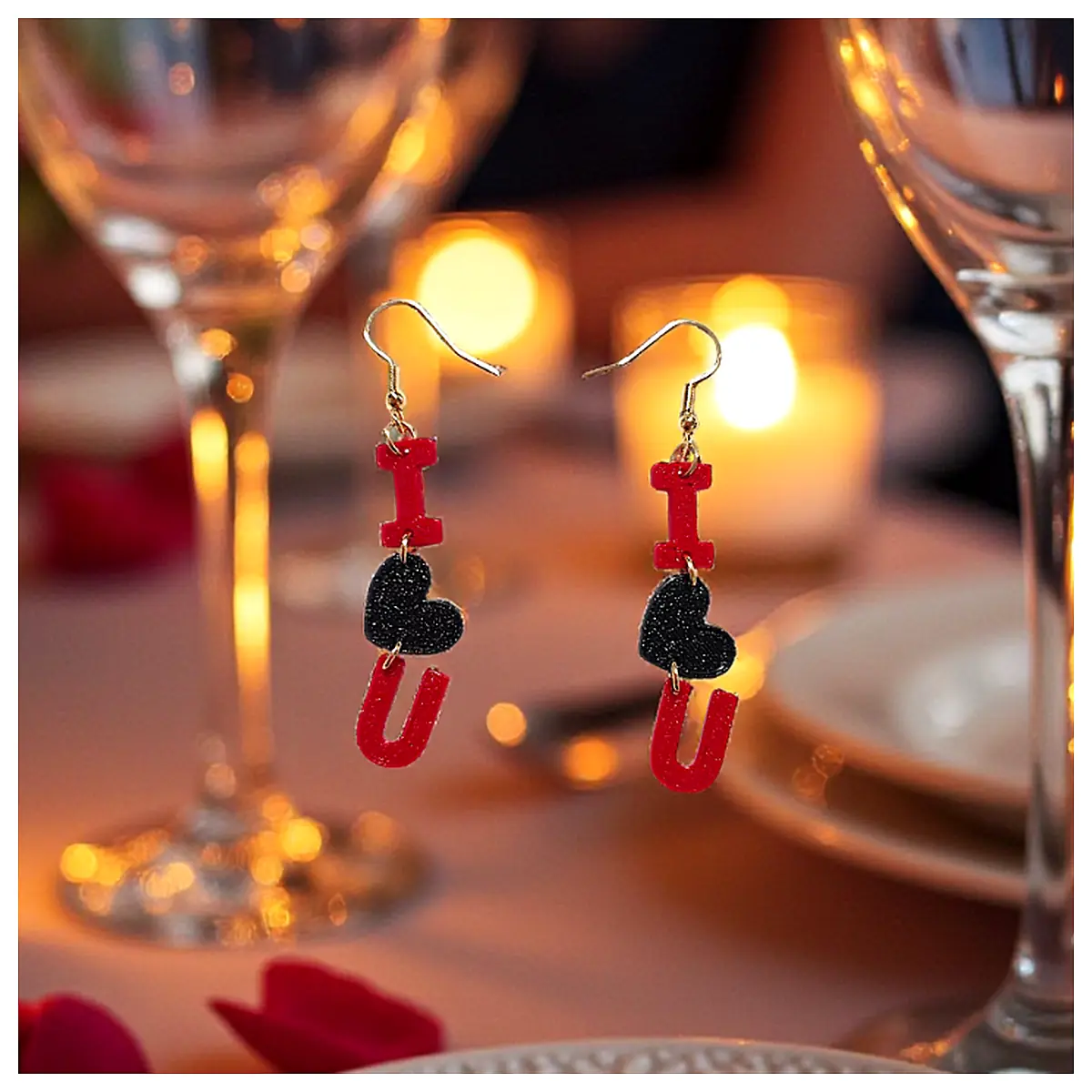 I Love U Earrings Couple Gifts Romantic Jewelry Anniversary Present Matching Earrings Love Gift