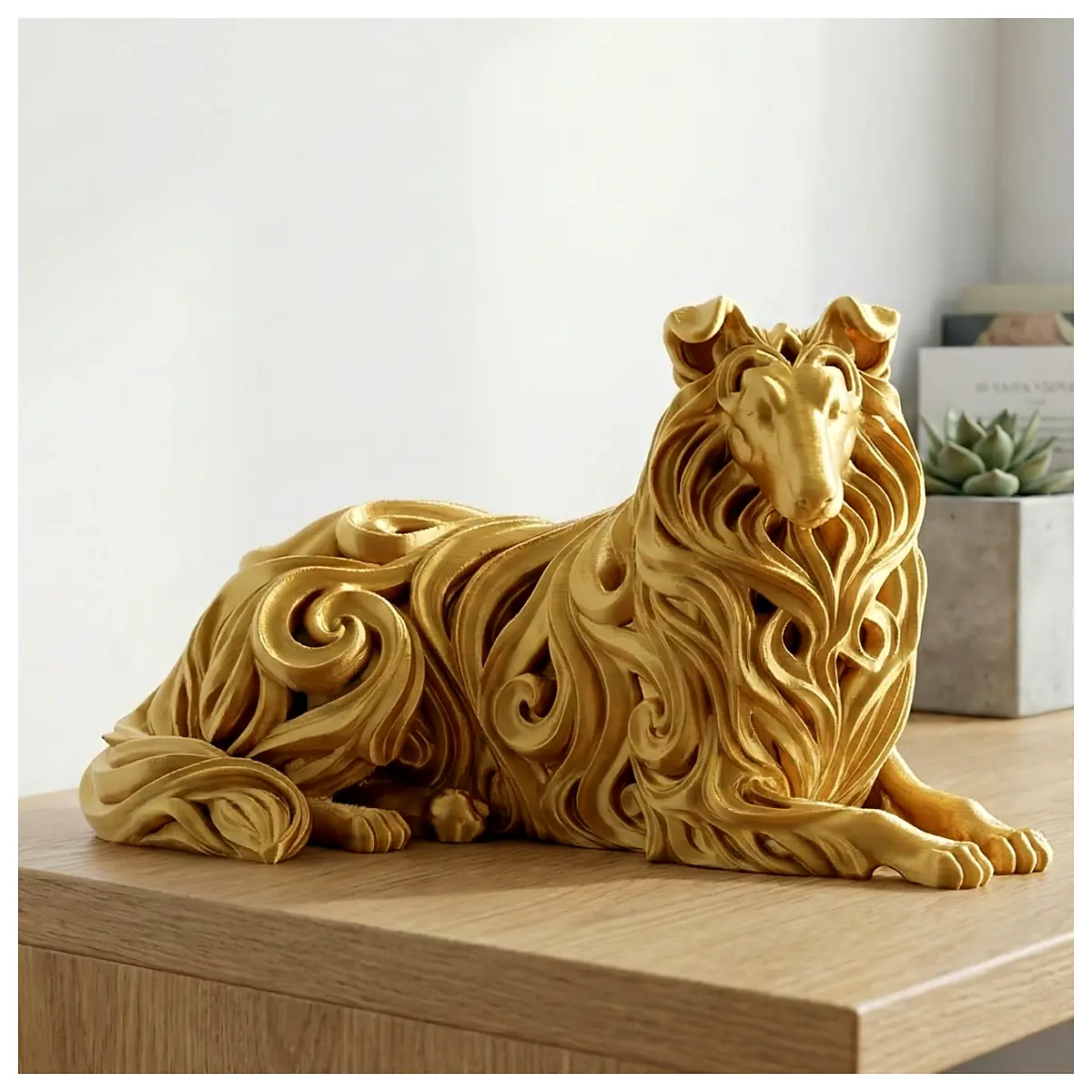 Rough Collie Sculpture Artistic Figurine Pet Memorial Dog Decor Home Interior Gift Idea Collie Statue