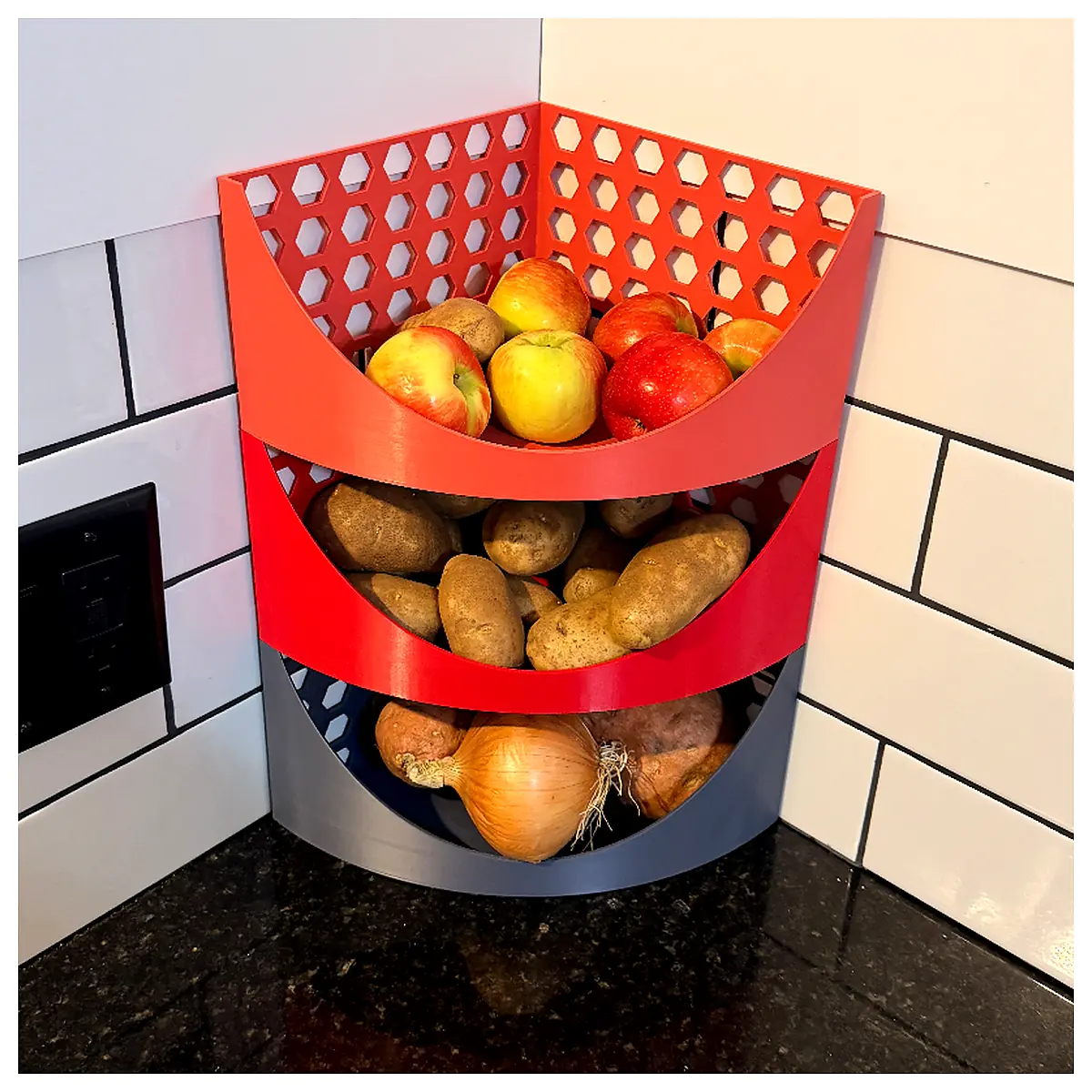 Stackable Fruit Veg Organizer Countertop Storage Solutions Kitchen Shelving Salad Prep Storage