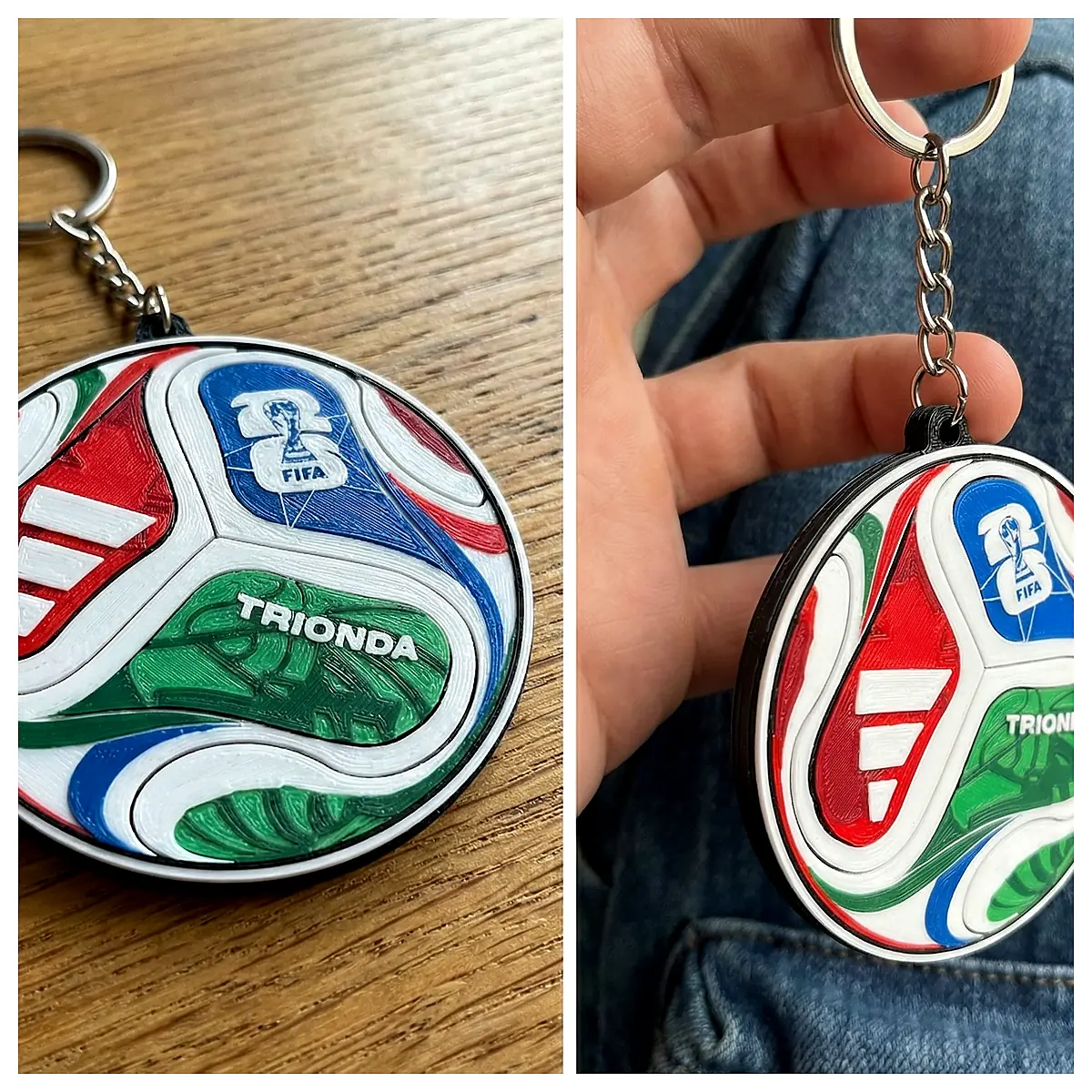 World Cup Ball Keychain Trionda Soccer Memorial Keyring Football Parts Repair Accessories