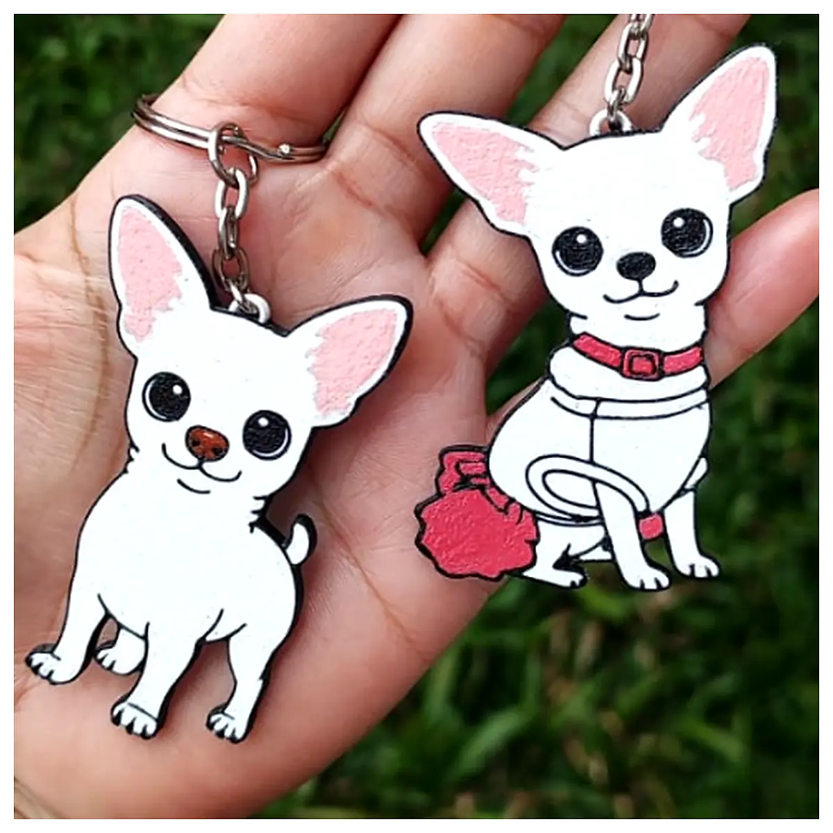 Animated White Chihuahua Plush Toy Cute Pet Figure Decorative Dog Indoor Playtime Chihuahua Accessories