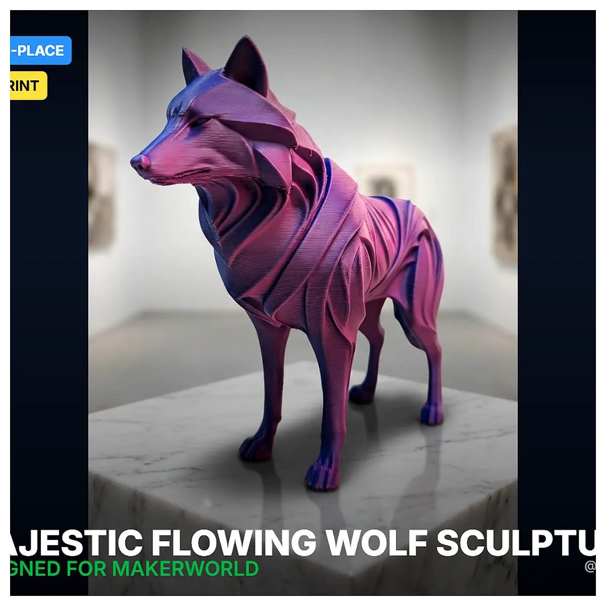 Flowing Wolf Sculpture Artistic Figurine Home Decor Modern Design Living Room Accent Desk Ornament Art Collectible