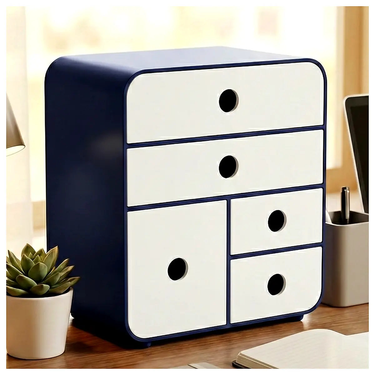 Desk Organizer Round Minimalist Storage Box Accessories Office Supplies Home Organization Tool