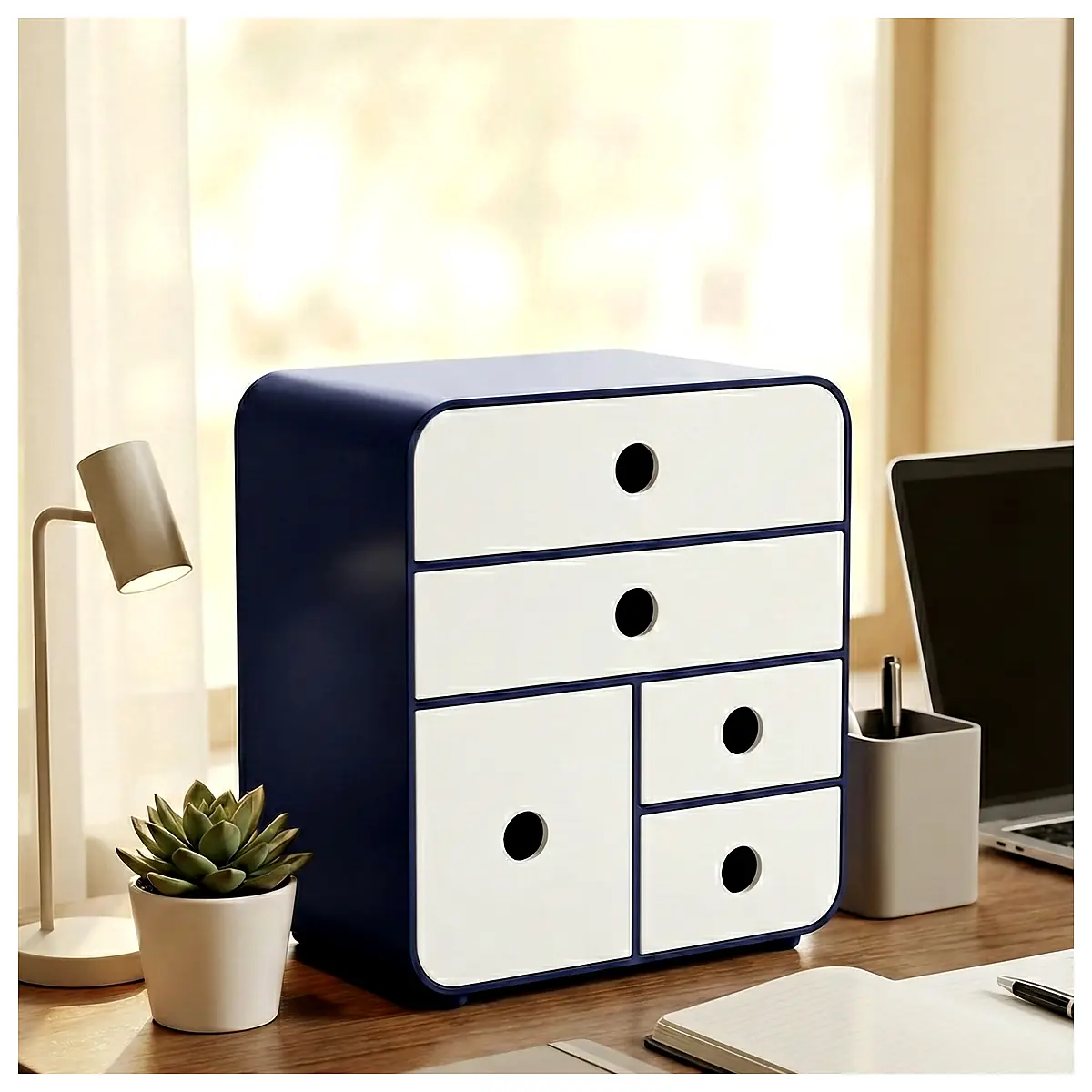 Desk Organizer Round Minimalist Storage Box Accessories Office Supplies Home Organization Tool