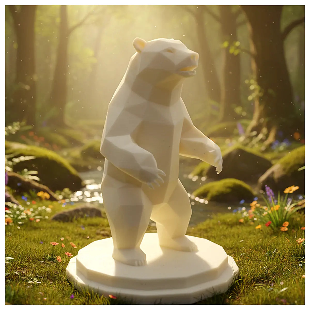 Low Poly Bear Model Toy Parts Plush Accessories Animal Figures Decorative Piece Kids Gift Compatible with Various Toys