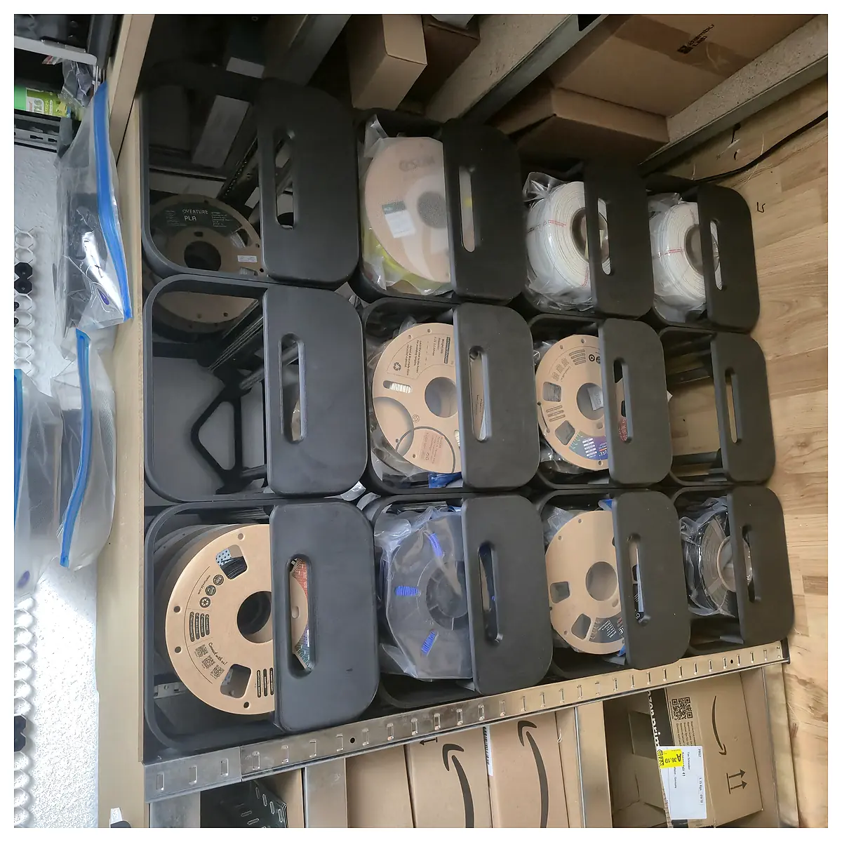 Modular Filament Storage System 25x25cm Customizable Parts Storage Organizer Space Solutions