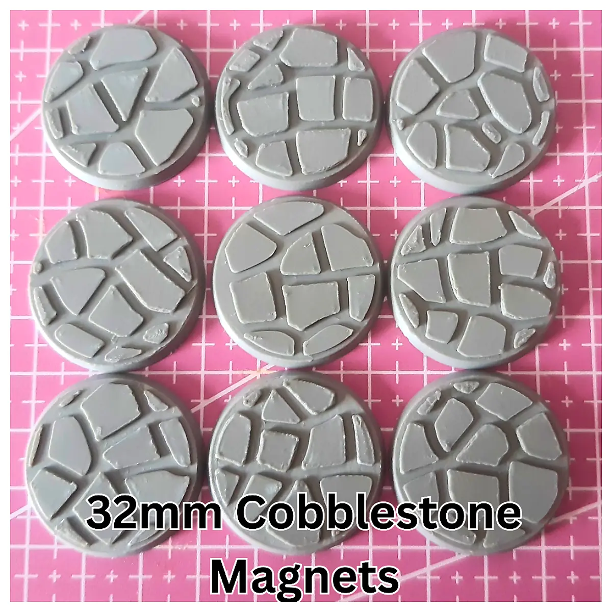 32mm Cobblestone Round Bases Magnetic Holes Miniature Terrain Wargaming Diorama Accessories Landscape Building 32mm cobblestone bases with magnetic ho