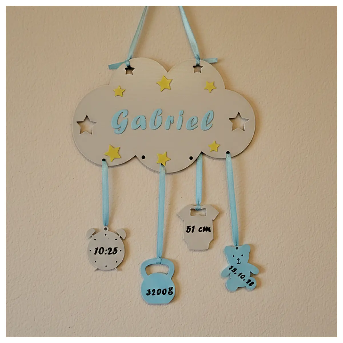 Personalized Cloud Baby Birth Stats Wall Hanging Baby Milestone Chart Newborn Stats Decor Baby Gift Baby Keepsake Gift Box
