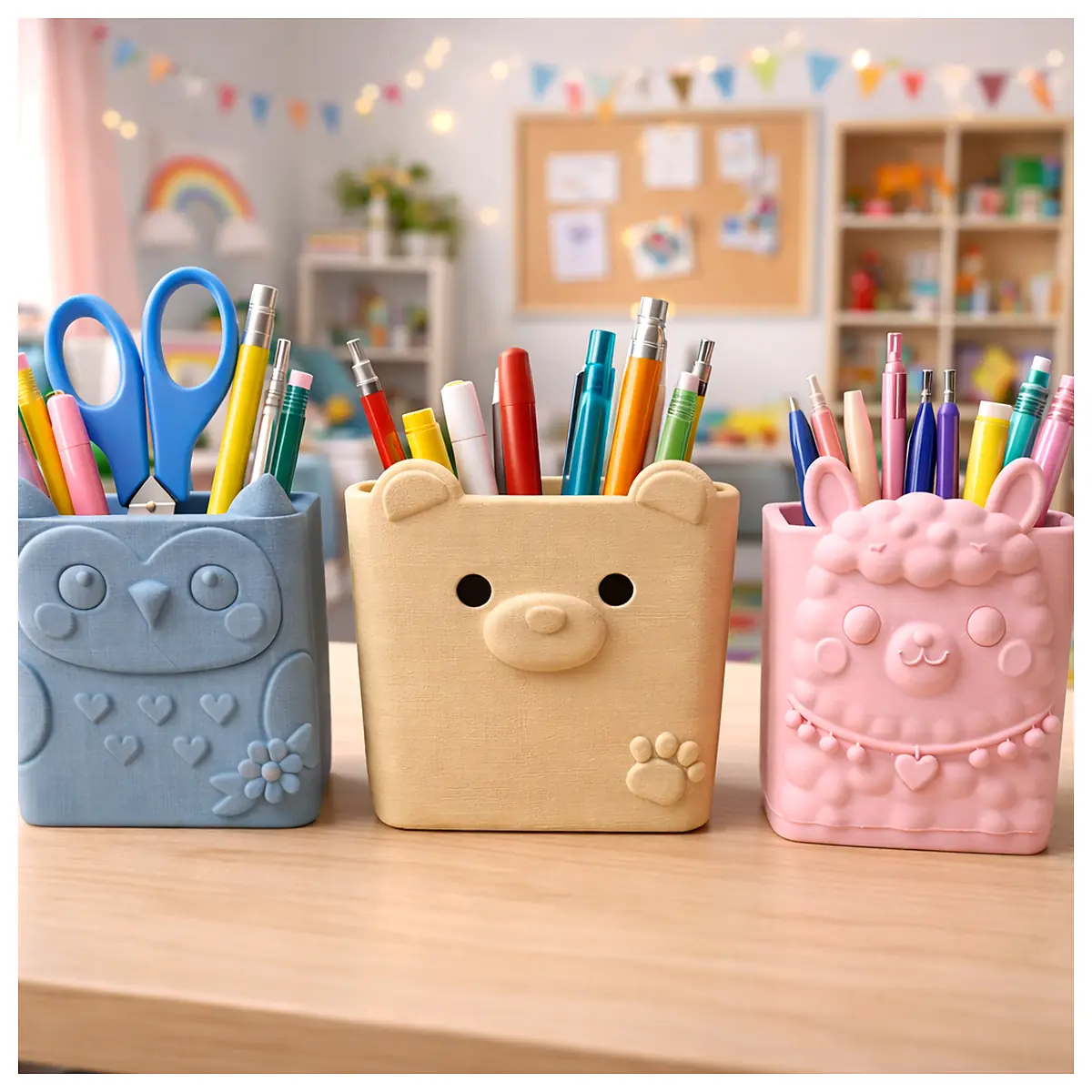 Cute Animal Pen Holders Desk Organizer Animal Storage School Bag Accessories Gift Creative Decoration