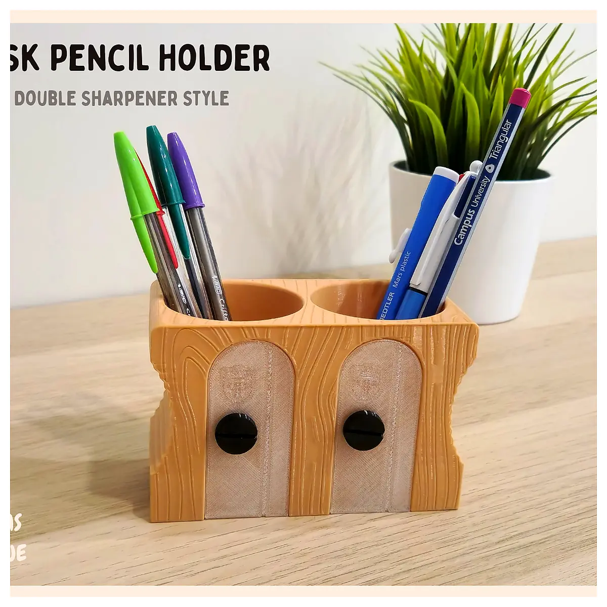 Desk Pencil Holder Double Sharpener Style Pen Organizer Stationery Office Supplies Student Accessories Writing Tools