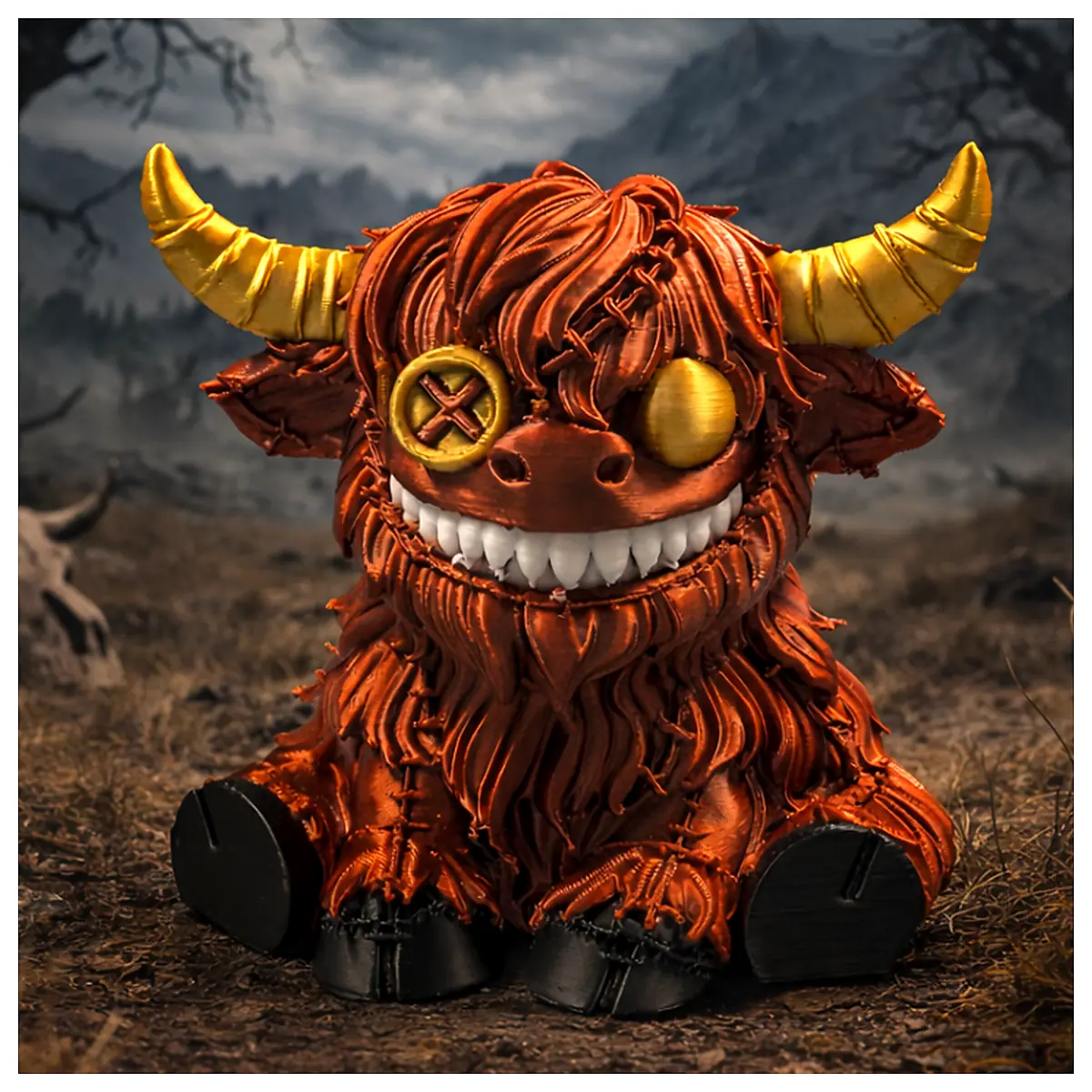 Horror Highland Cow Devil in Cows Clothing Decoration Toy Festive Item Gag Gift Funny Collectible Farm Decor Gift Design