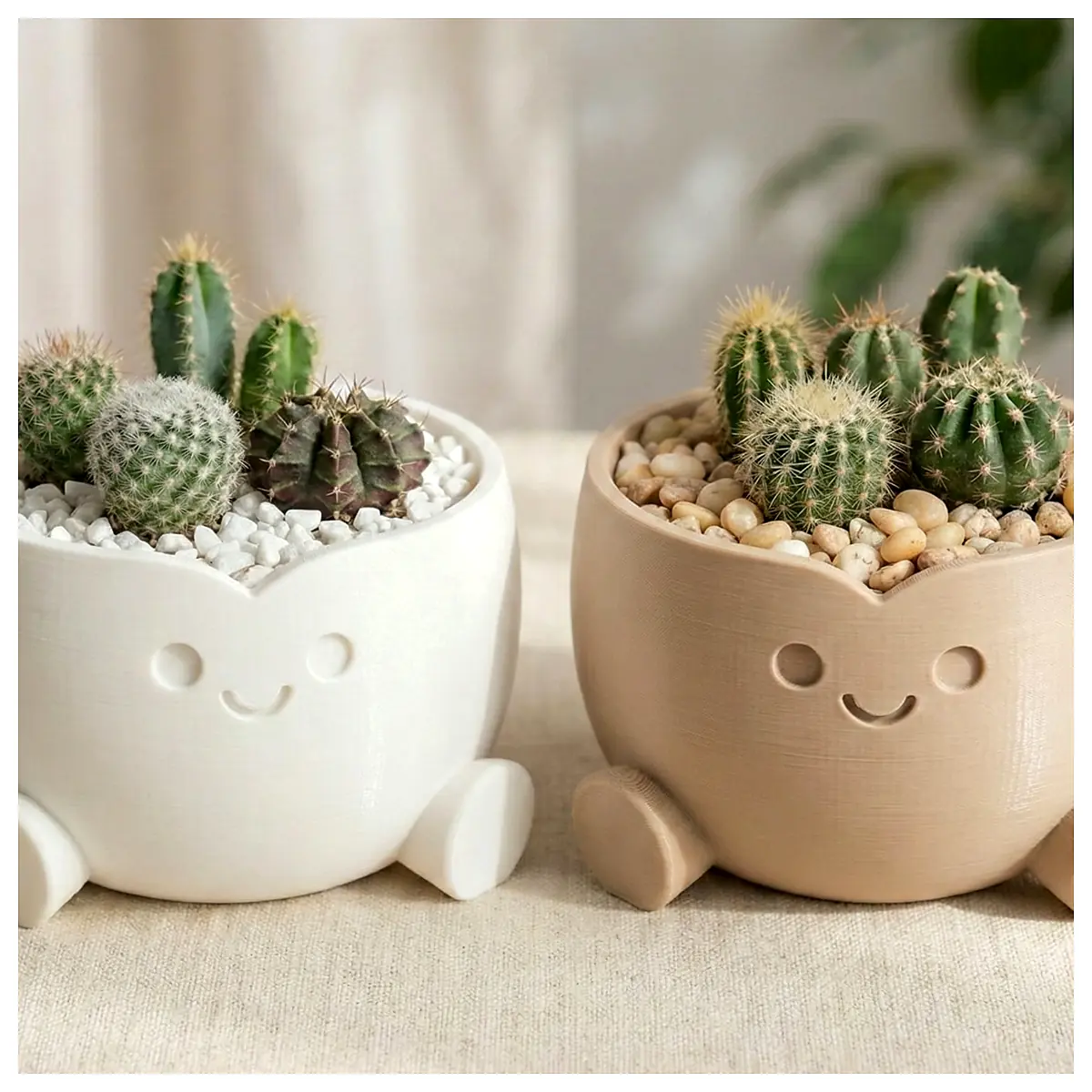 Smiling Planter Decorative Pot Cute Flower Planter Desk Ornament Home Decor Creative Gift Indoor Plants Decoration