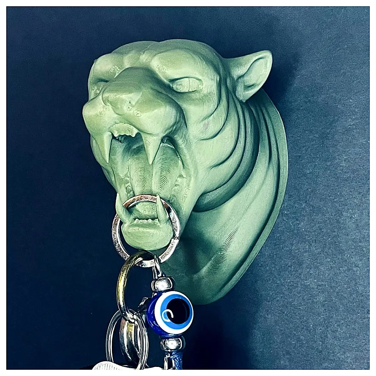 Tiger Wall Mounted Decor Key Holder Hooks Hanging Organizer Keychain Storage Box Wall Accessory Creative Home Decoration