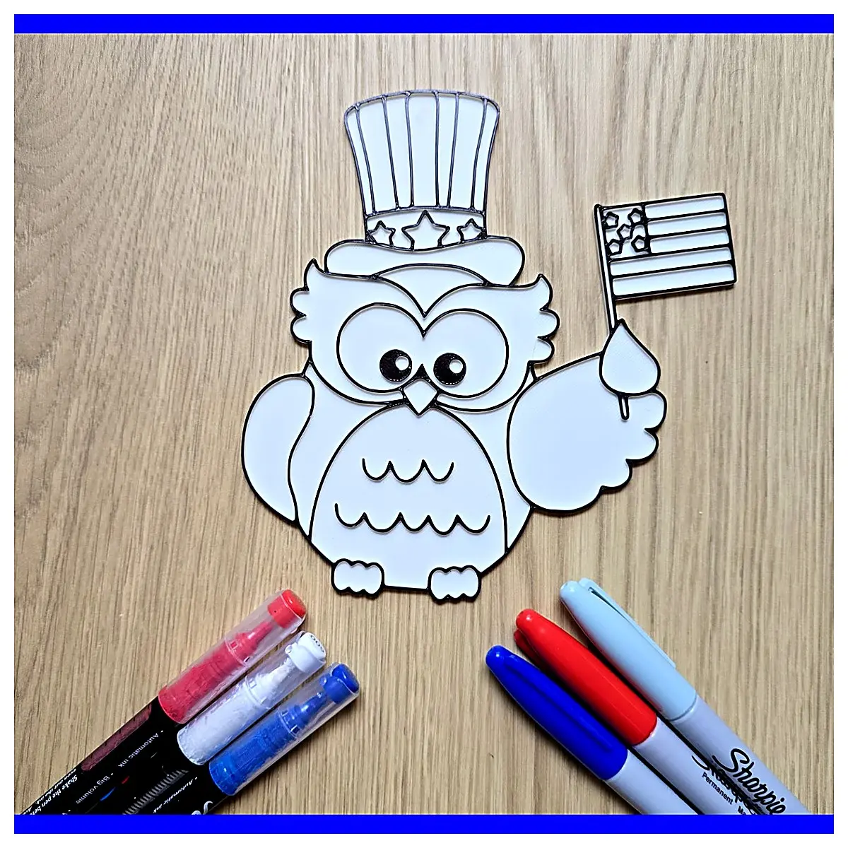 July 4th Independence Day DIY Painted Owl Decoration Template Patriotic Art Supplies for Outdoor Wall Decor