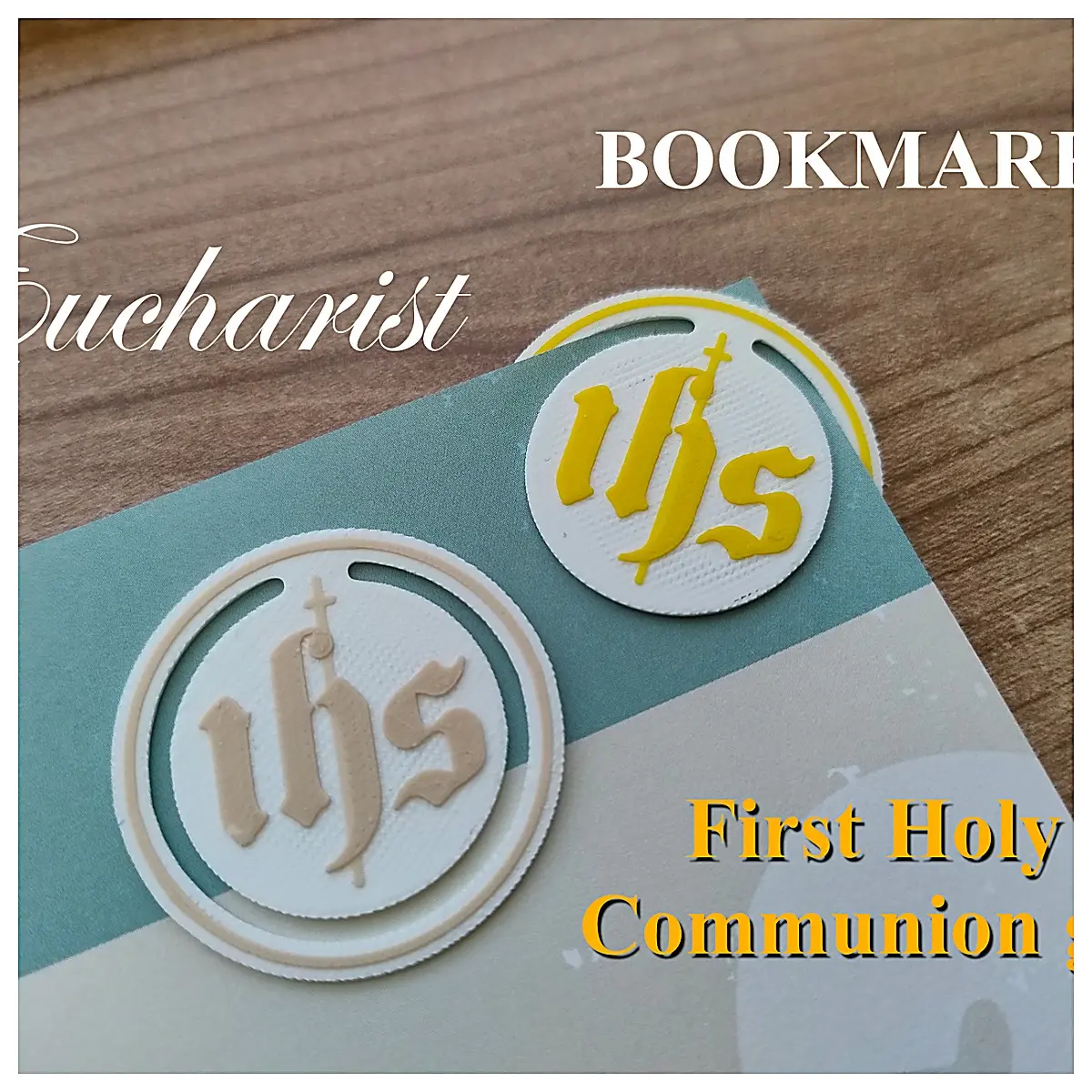 Book Charm IHS Holy Religious Memorial Prayer Pendant Christian Cross Sacred Artifact Collection Faith Gift