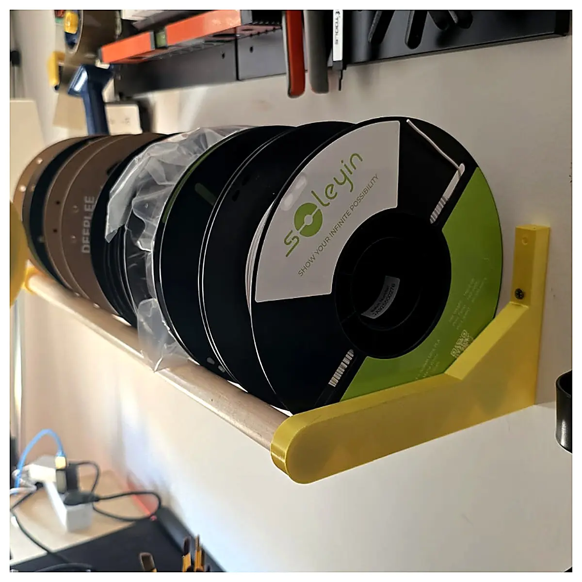 Wall Mounted Line Reel Holder 8 Line Reel Organizer Reel Winder Support Wall Mount Storage Cable Management