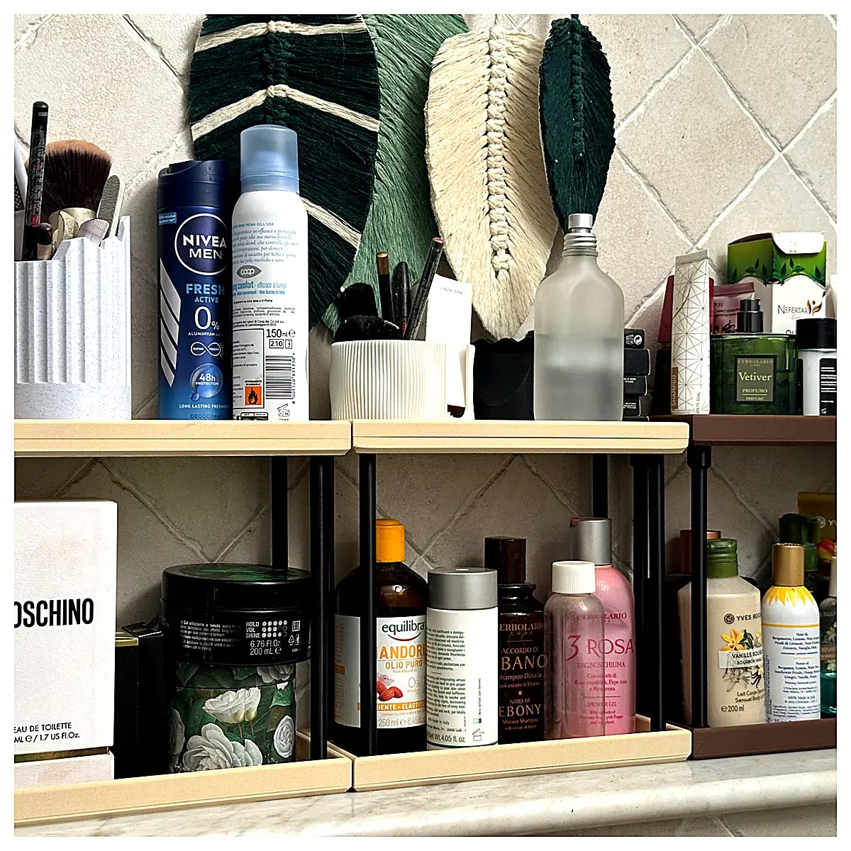 2 Tier Shelf Divider Organizer Box Simple Storage Container Kitchen Bathroom Desk Storage Solutions Storage Accessories