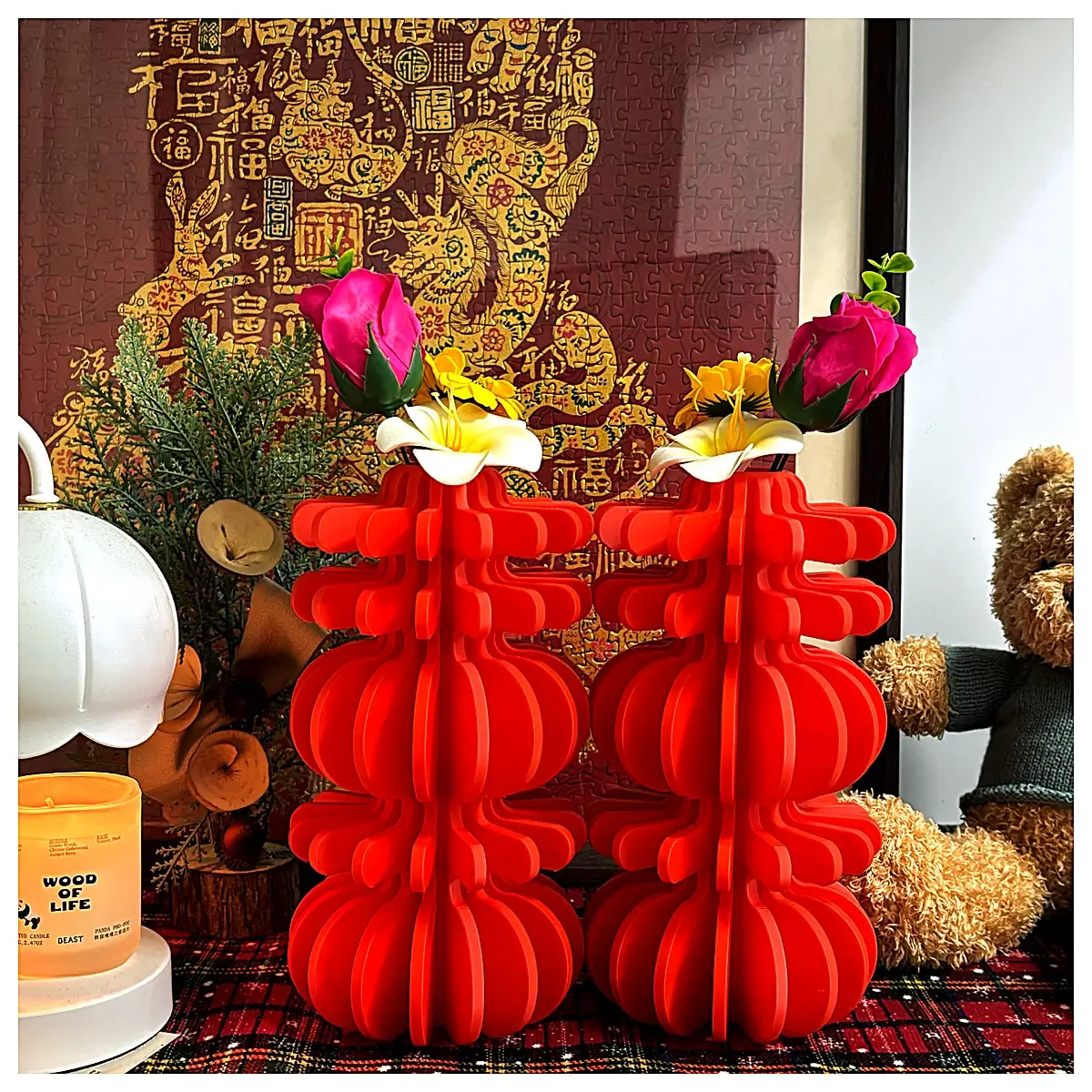 Double Happiness Bottle Traditional Feng Shui Ornament Wedding Decor Red Blessing Lucky Wedding Gift Birthday Gift Anniversary Keepsake