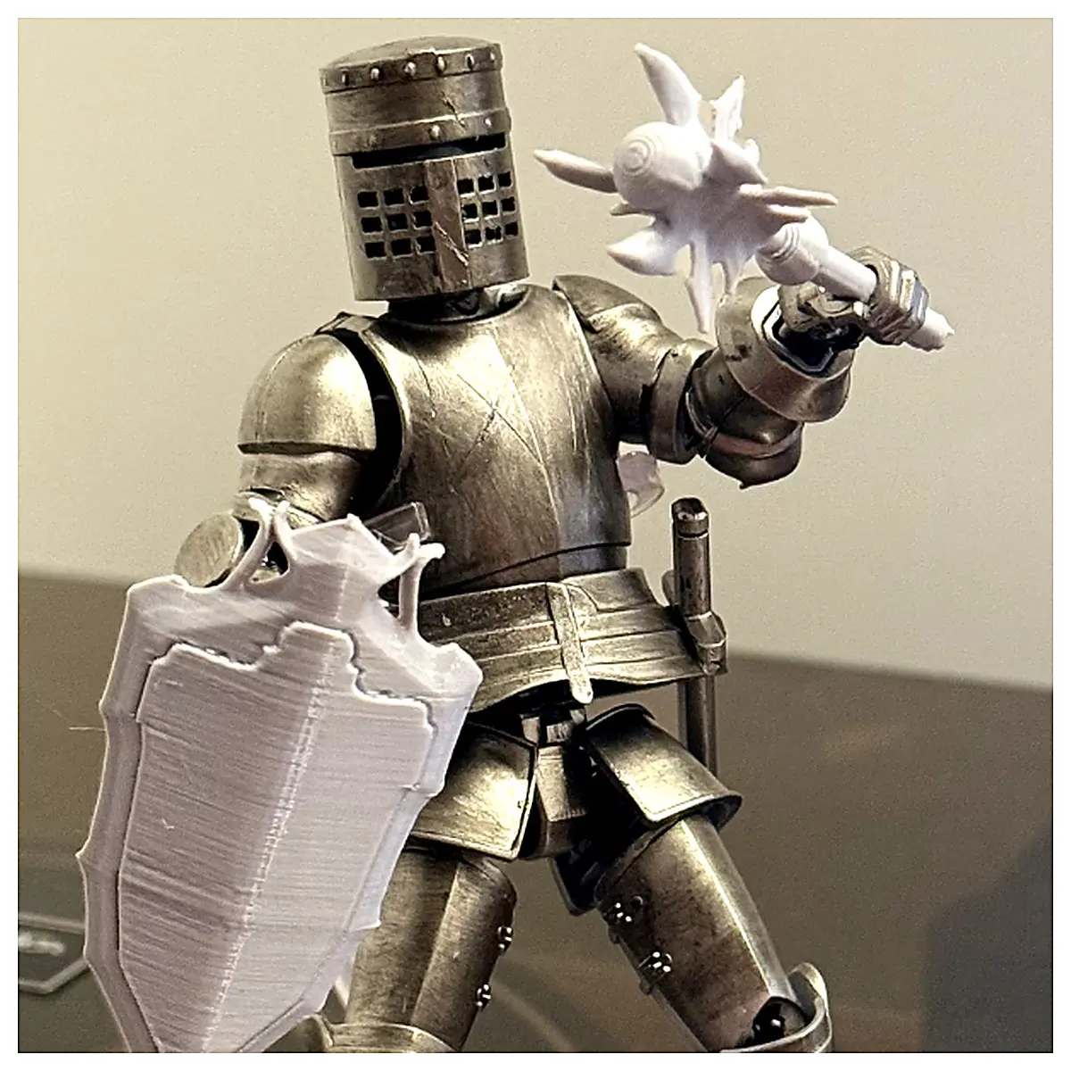 Figure Cold Weapon Single Hand Shield Wolf Fang Hammer Roleplay Toy Tactical Gear Model Accessories Children Gift