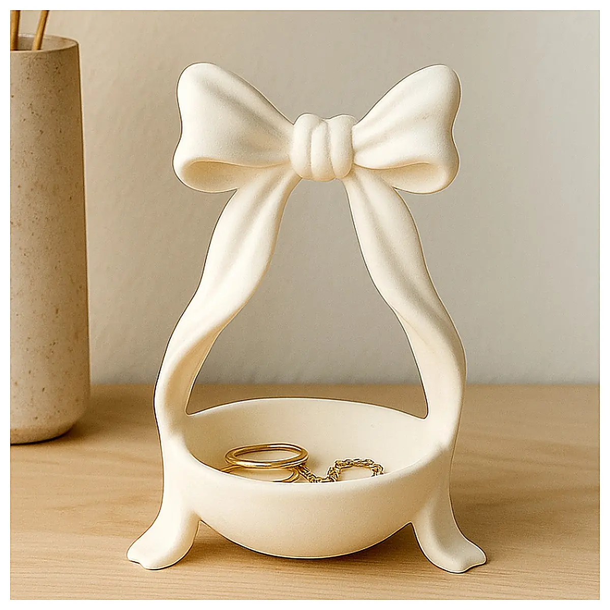 Jiumi Bow Storage Tray Jewelry Organizer Key Holder Desktop Organizer Decorative Accent Cute Storage Solution