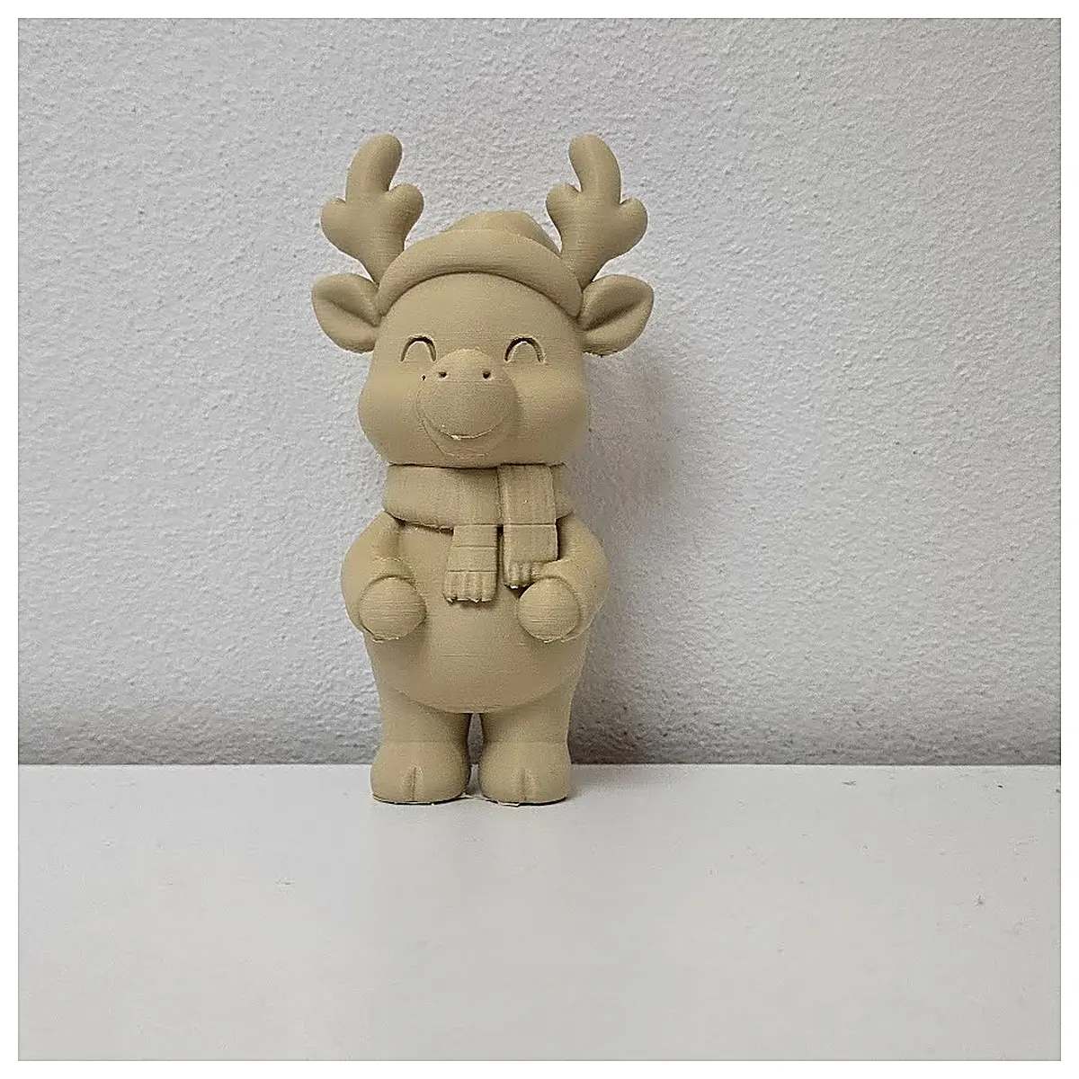 Smiling Santa Deer Figurine Hat Scarf Holiday Decoration Christmas Gift Deer Model Festive Decor