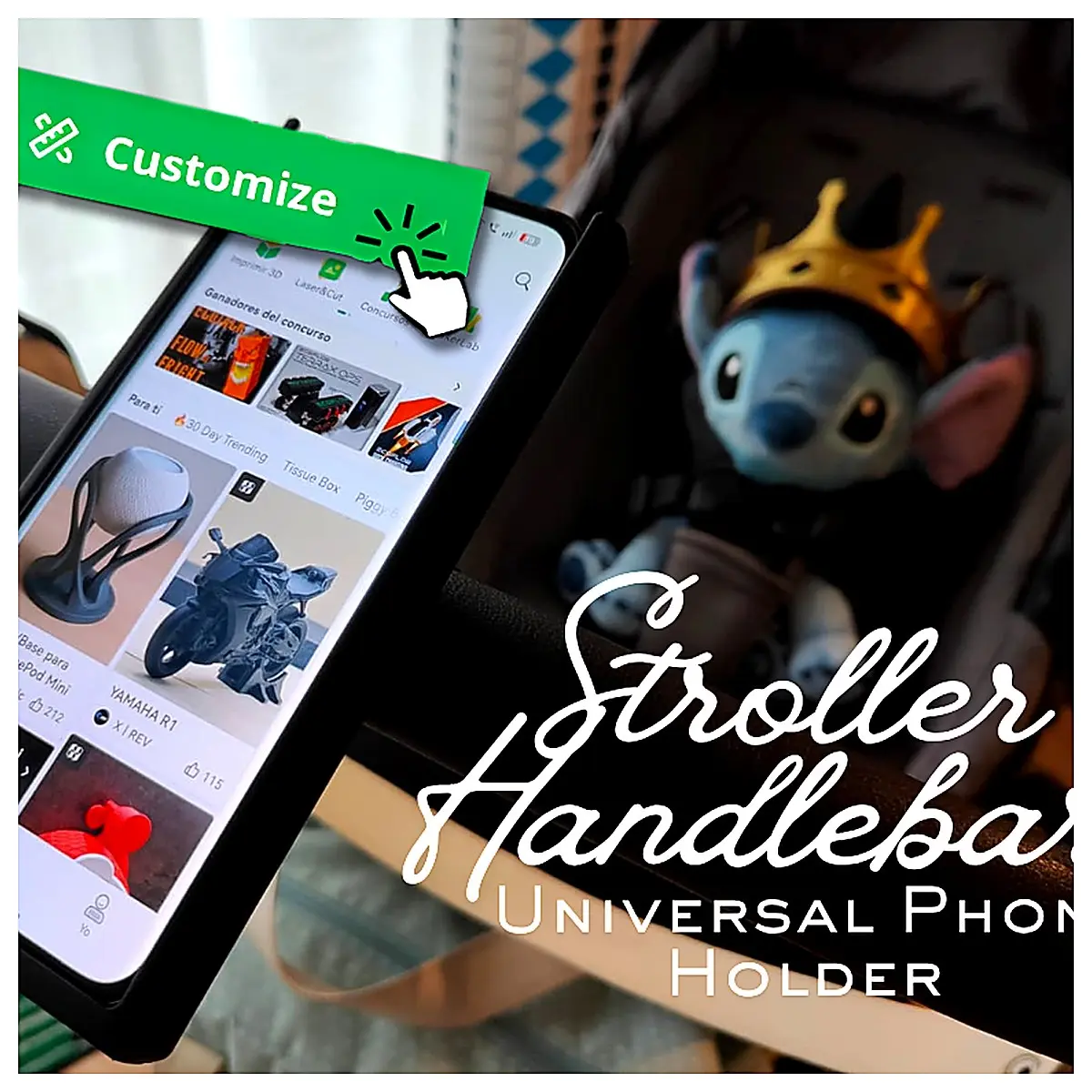 Baby Stroller Phone Holder Mobile Mount Cradle Accessory Compatible with All Brands Car Seat Holder Stabilizer