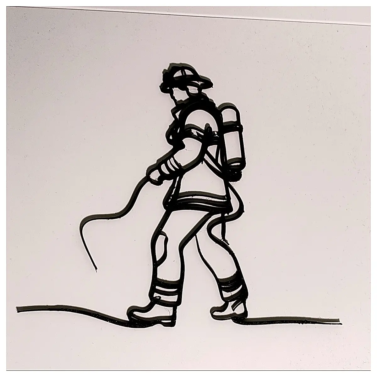 Firefighter Art Wall Decor 2D Wall Painting Fire Department Mural Wall Stickers Fire Theme Art Wall Hanging