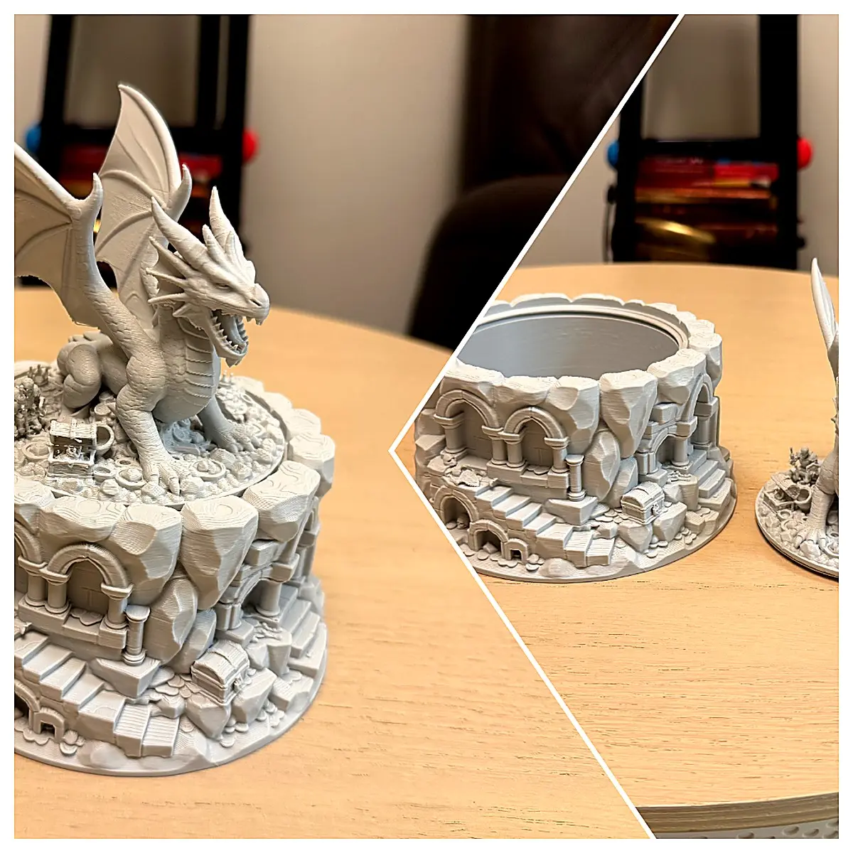 Dragon King Piggy Bank 3D Vault Model Savings Toy Collection Decoration Display Figure Child Gift Ruined Temple Vault
