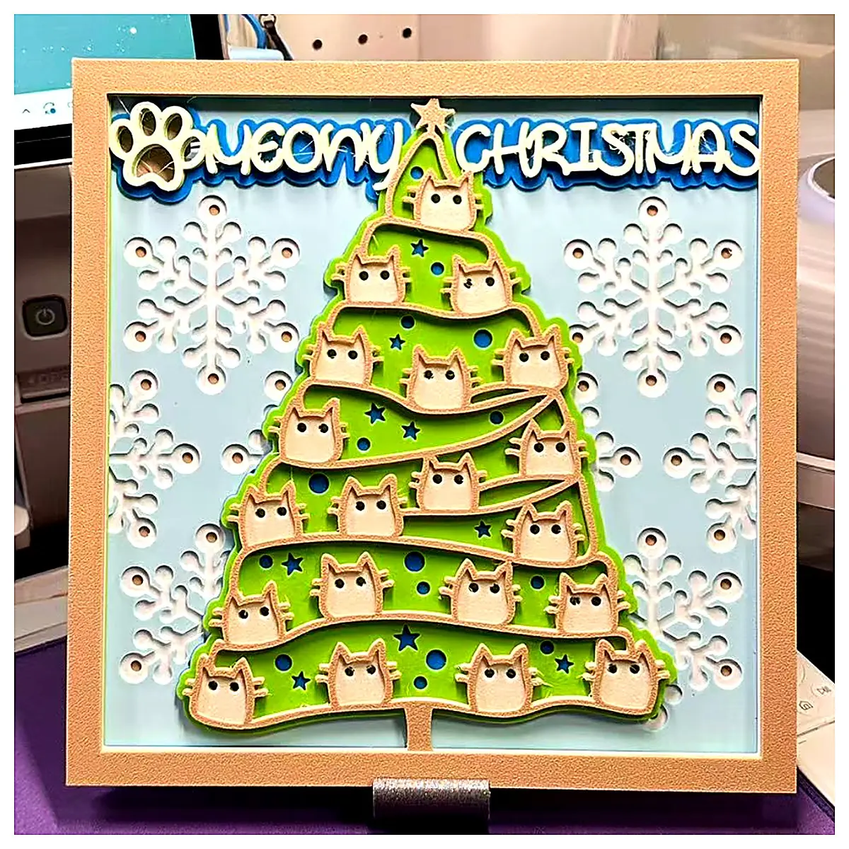 Christmas Cat Stack Puzzle Toy Educational Stacking Game Kitten Toys Brain Teaser Kids Activity Holiday Gift Cognitive Development