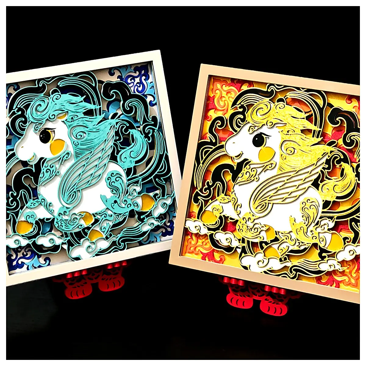 2026 Year of the Horse Spring Festival Mascot JiJi 26th Style Stacked Relief Carving Sculpture Decorative Ornament Gift