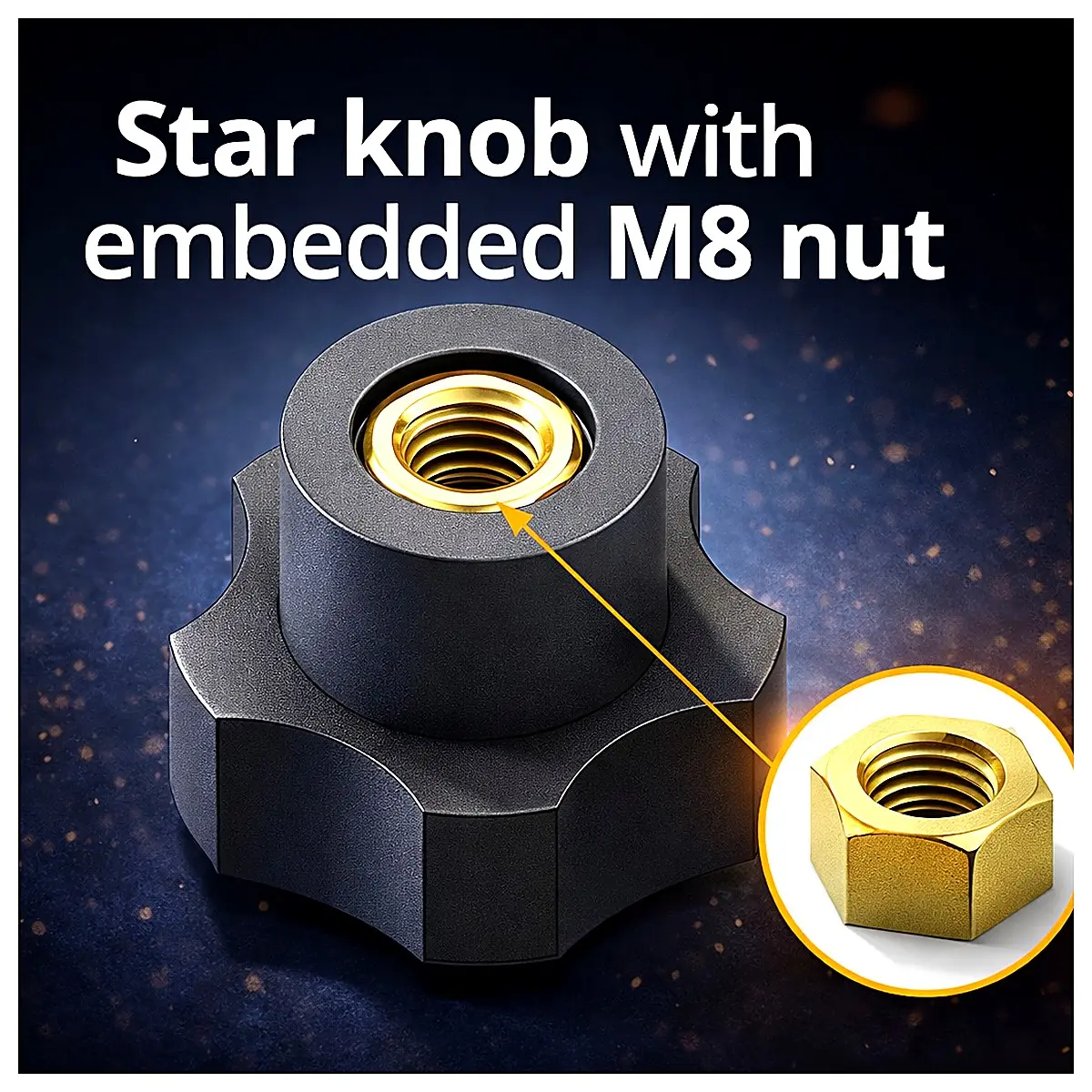 Star Knob with M8 Nut Rotary Tool Mechanical Parts Engineering Accessories Equipment Installation Knob Components
