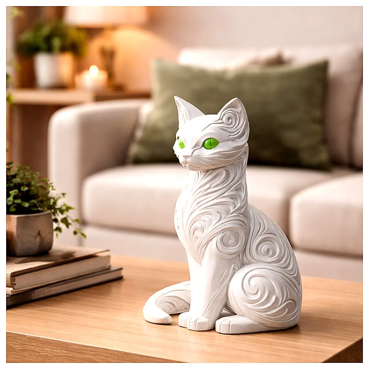 Mystical Spiral Cat 3D Sculpture Elegant Cat Figurine Home Decor Pet Gift Art Decoration Desktop Display