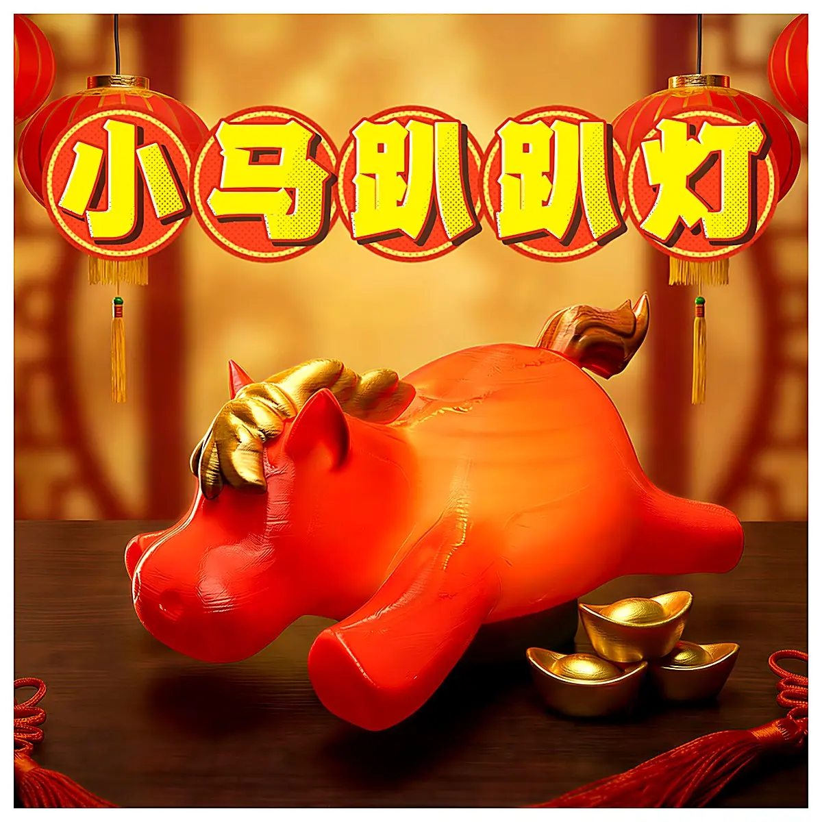 2026 Year of the Horse Laying Pig Birthday Gift Cute Decoration Toy Pet Figurine Holiday Gift Ornament