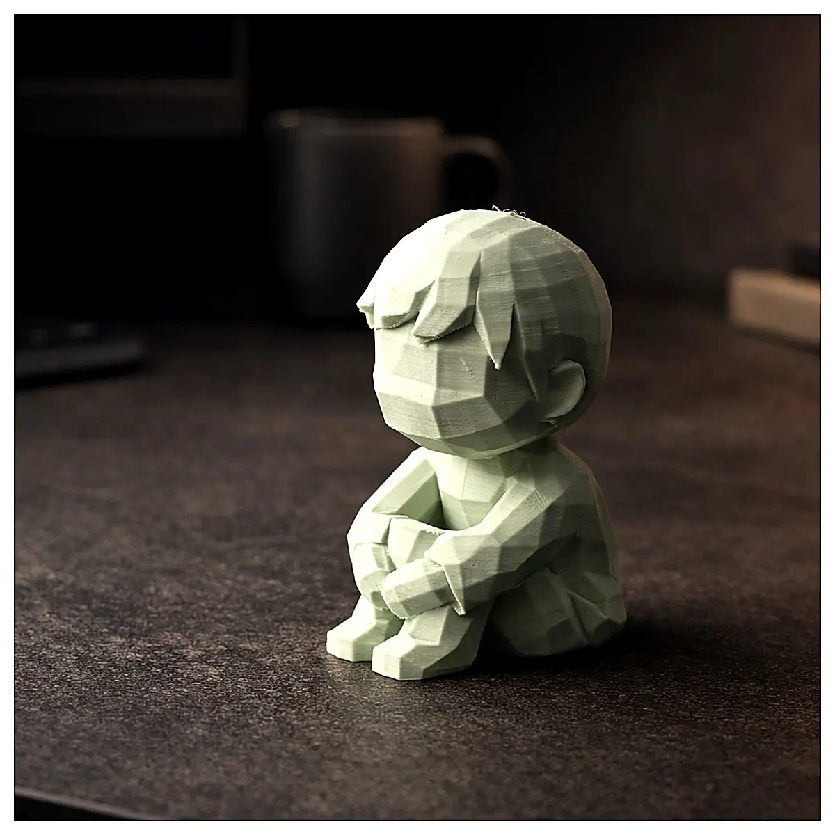 Still Boy Silent Desktop Companion Low Poly Desktop Decoration Figurine Creative Gift Home Decor Mini Placement
