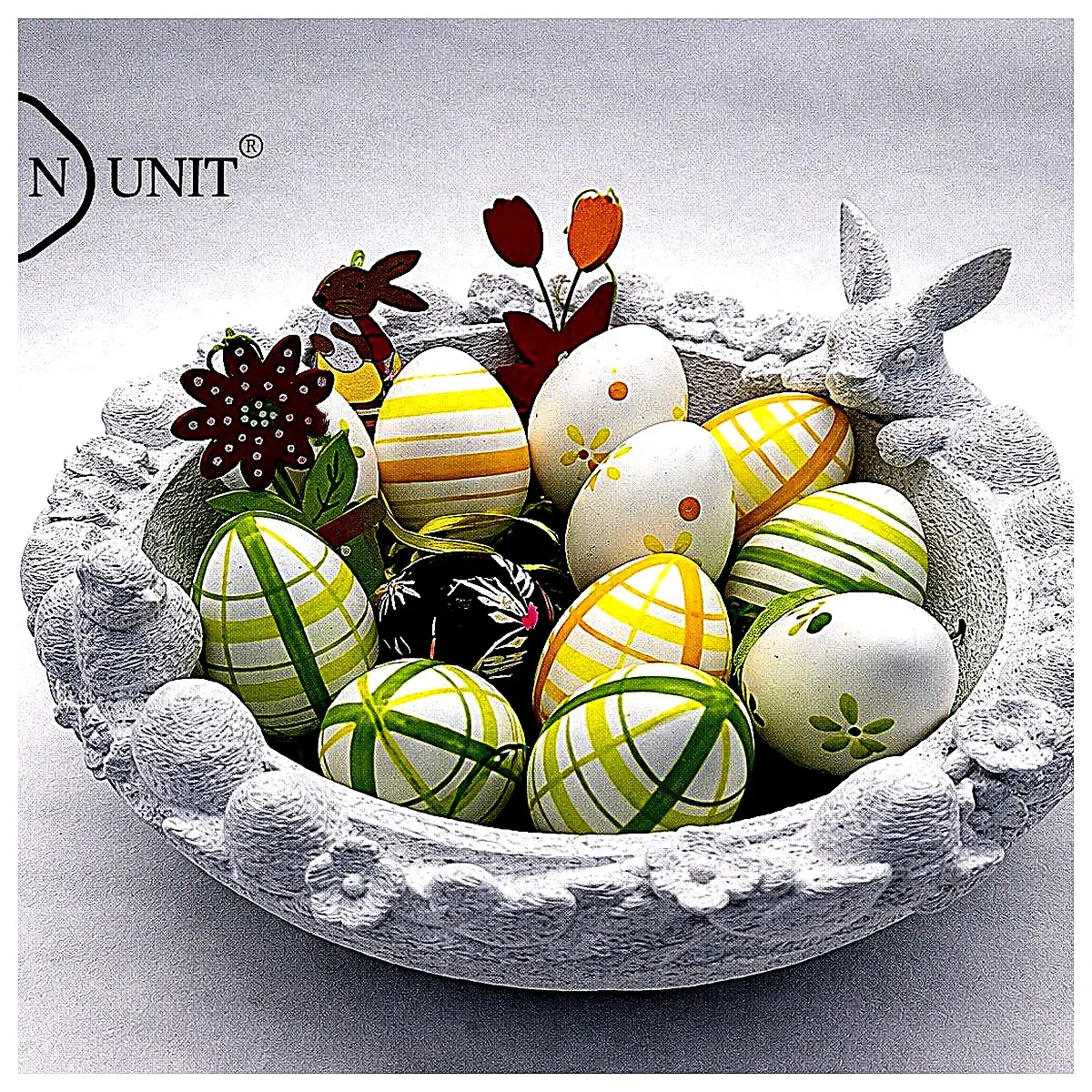 Easter Bunny Bowl Eggs Decoration Realistic Ceramic Festive Gift Holiday Ornament Rabbit Toy Christmas Decoration Festive Display